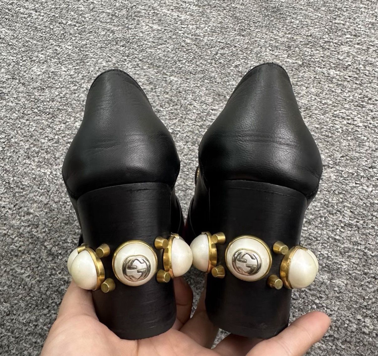 Gucci Gucci Pearl Black Square-Toe High Heels K12 Size US 5.5 / IT 35.5 - 6 Thumbnail