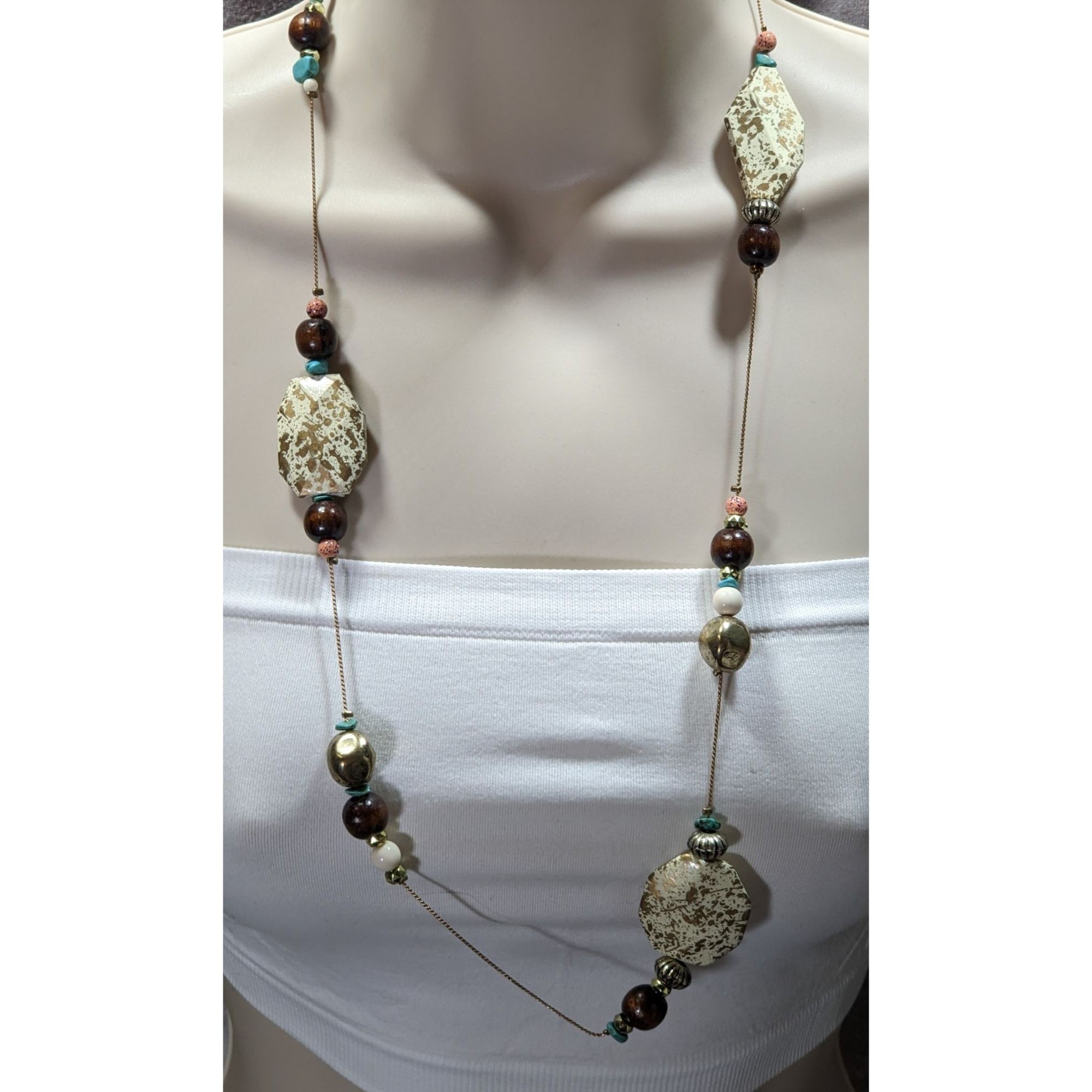 Other Vintage 90s Rustic Southwestern Beaded Station Necklace Size ONE SIZE - 6 Thumbnail