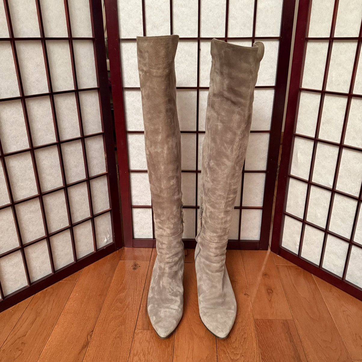 Stuart Weitzman Stuart Weitzman Grey Suede Thigh High Boots - Size 8M Size US 8 / IT 38 - 3 Thumbnail