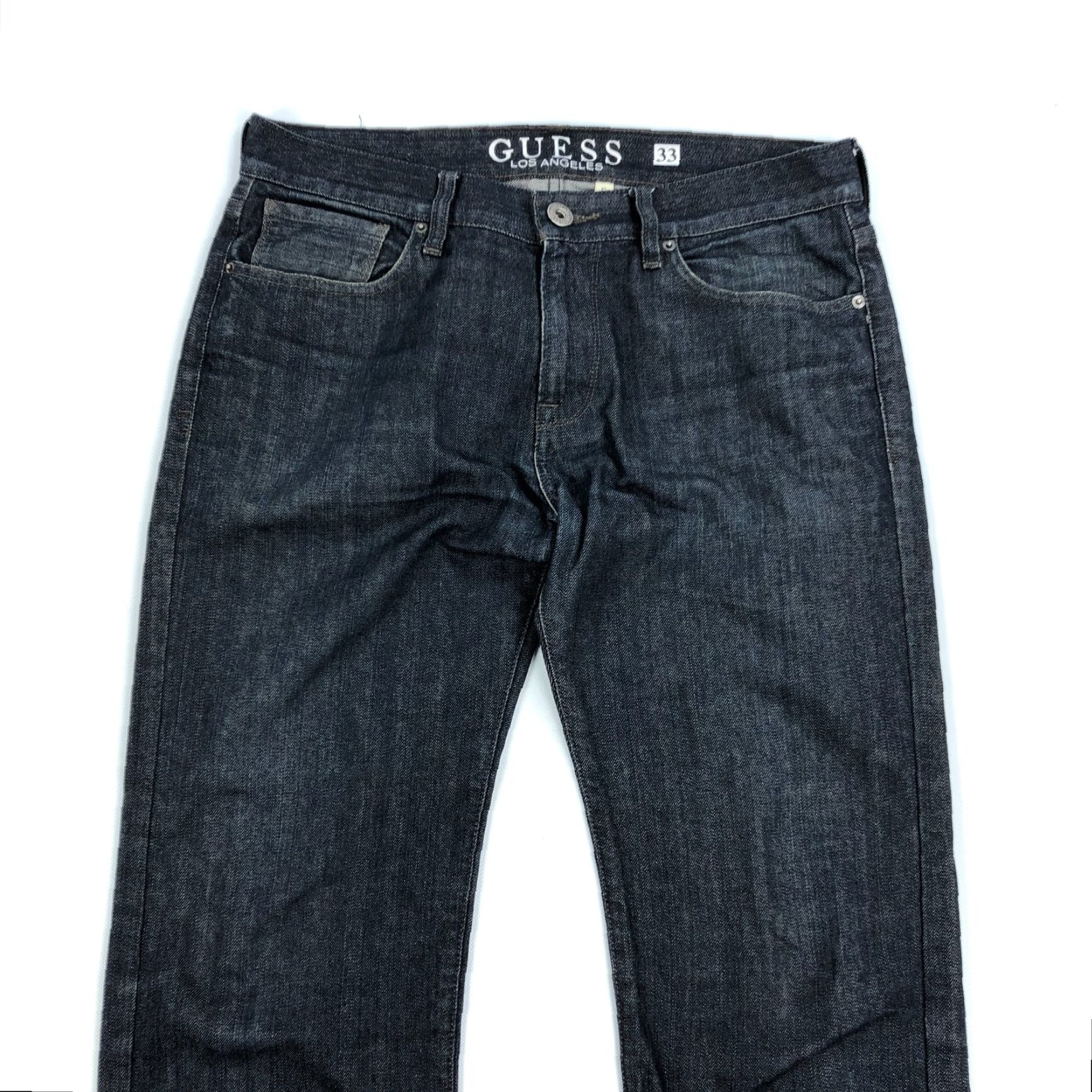 Guess Guess Jeans Mens Jeans 33x33 Blue Denim Pants Lincoln Slim Straight Distressed 5-Pocket Mens Regular Standard Fit WW00 Size US 33 - 7 Thumbnail