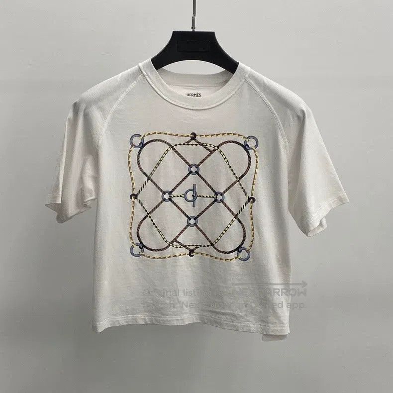 Hermes Hermes White Printed Short Sleeve Size XS / US 0-2 / IT 36-38 - 1 Thumbnail