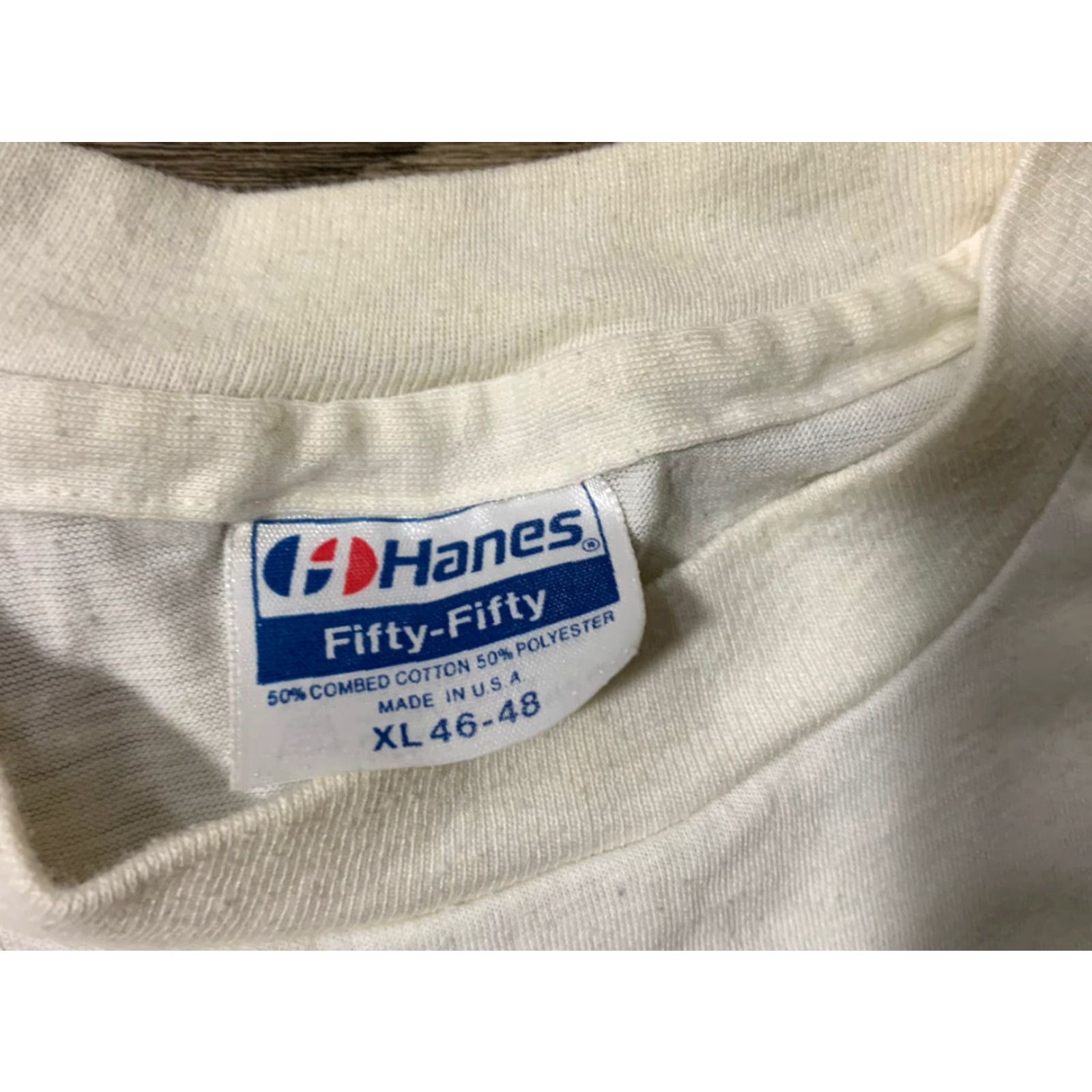 Hanes VINTAGE 80s John Long Art Stitch Mr Potato Head Short Sleeve T Shirt White XL Mens Size US XL / EU 56 / 4 - 4 Thumbnail