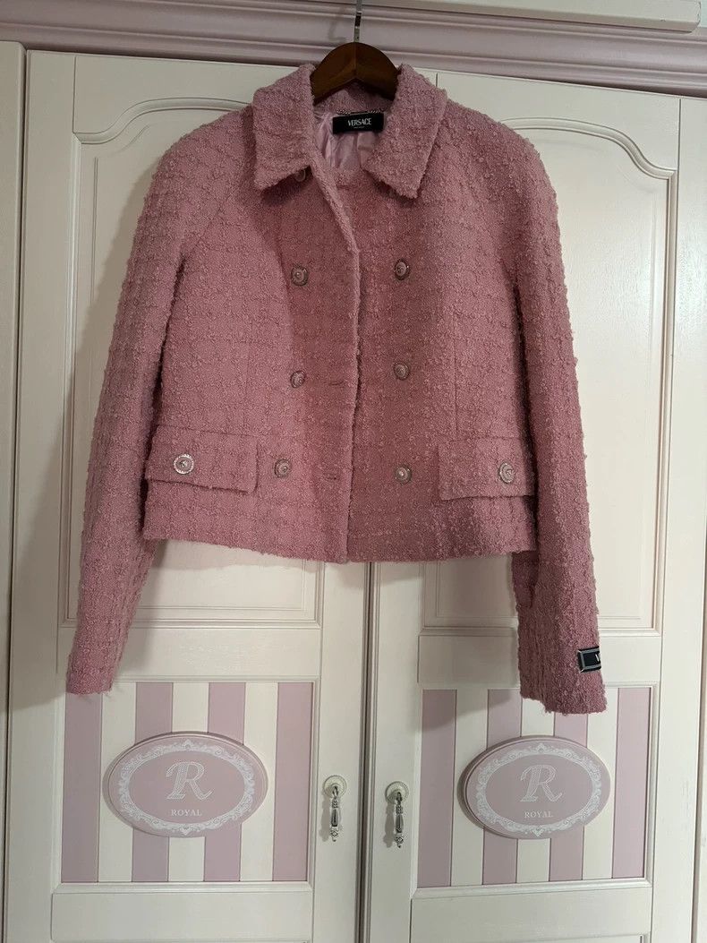 Versace Versace Pink Wool Blend Short Coat - dmc Size US M / EU 48-50 / 2 - 1 Thumbnail