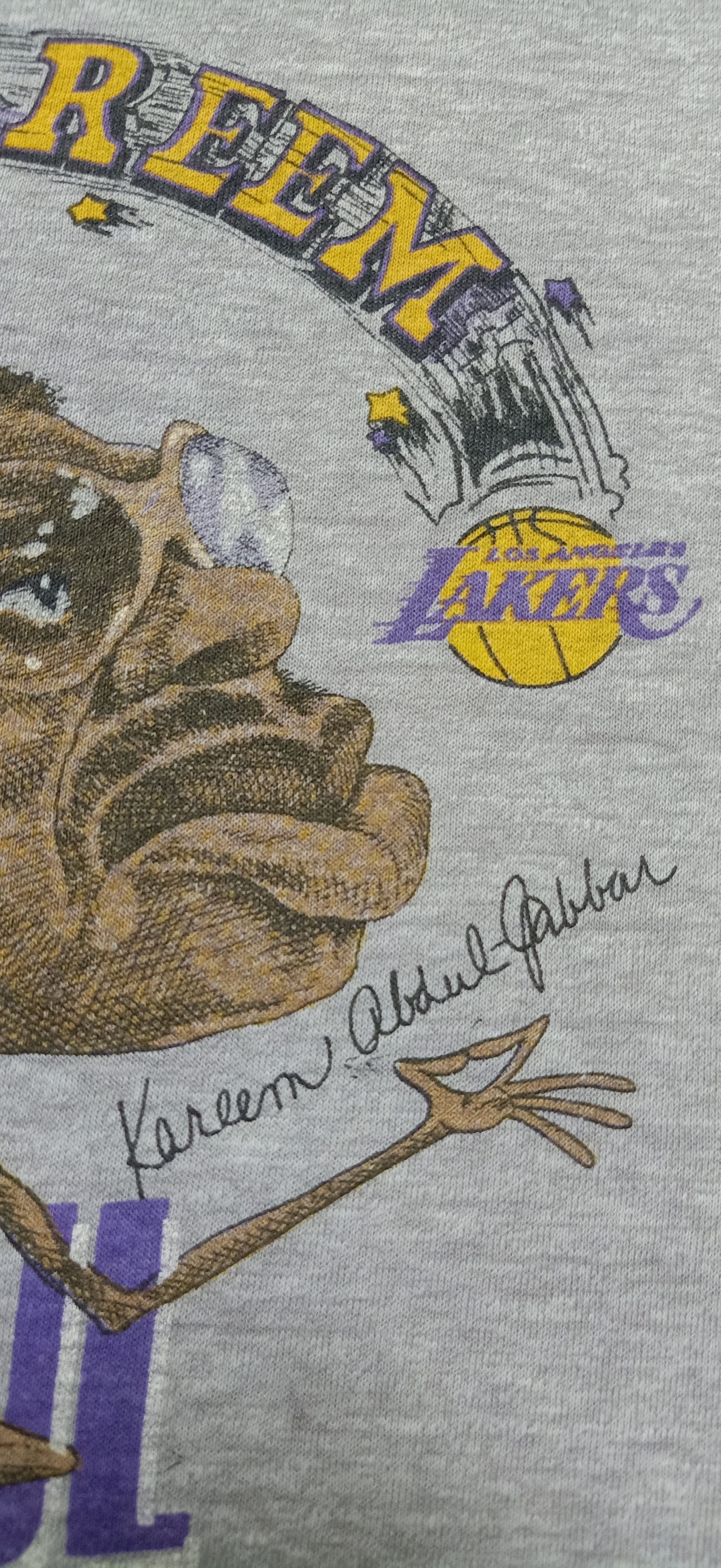 NBA × Vintage Vintage 1980s Kareem Abdul Jabbar Lakers Caricature Tee Size US M / EU 48-50 / 2 - 3 Thumbnail