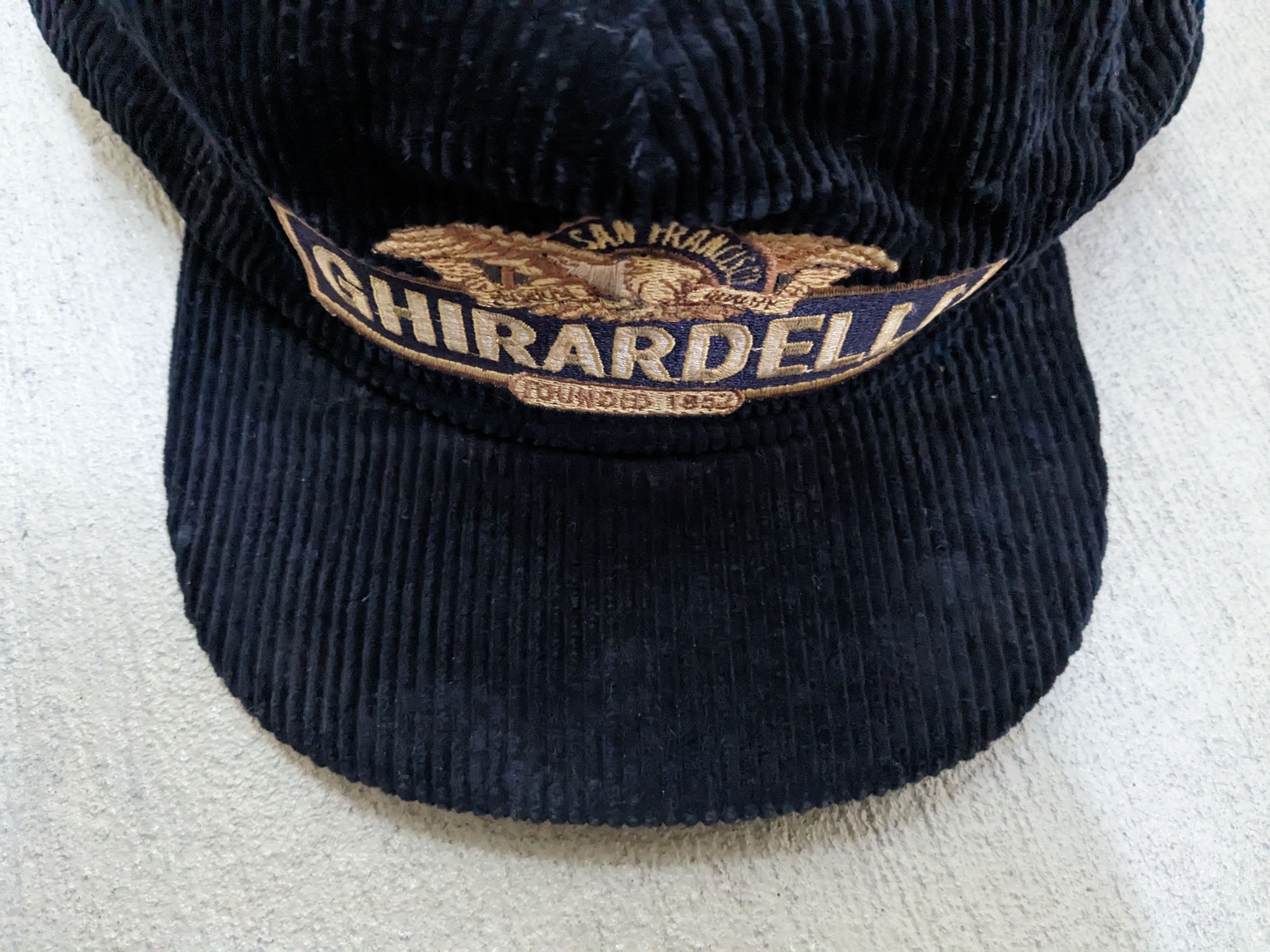 Vintage Vintage Ghirardelli Hat Corduroy Navy Blue USA Cap Size ONE SIZE - 4 Thumbnail