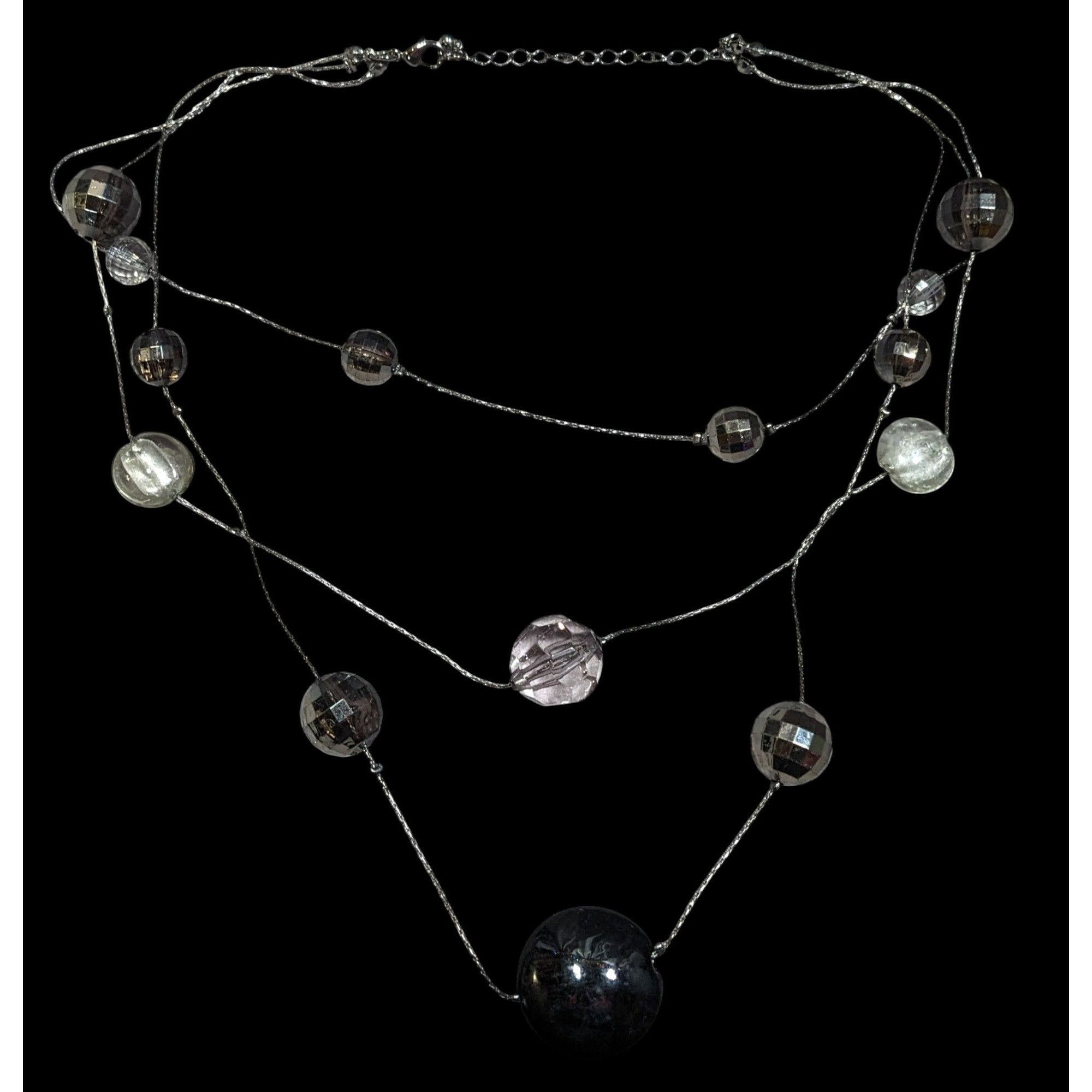 Other Dark Elegant Black And Silver Tone Layered Station Necklace Size ONE SIZE - 1 Thumbnail