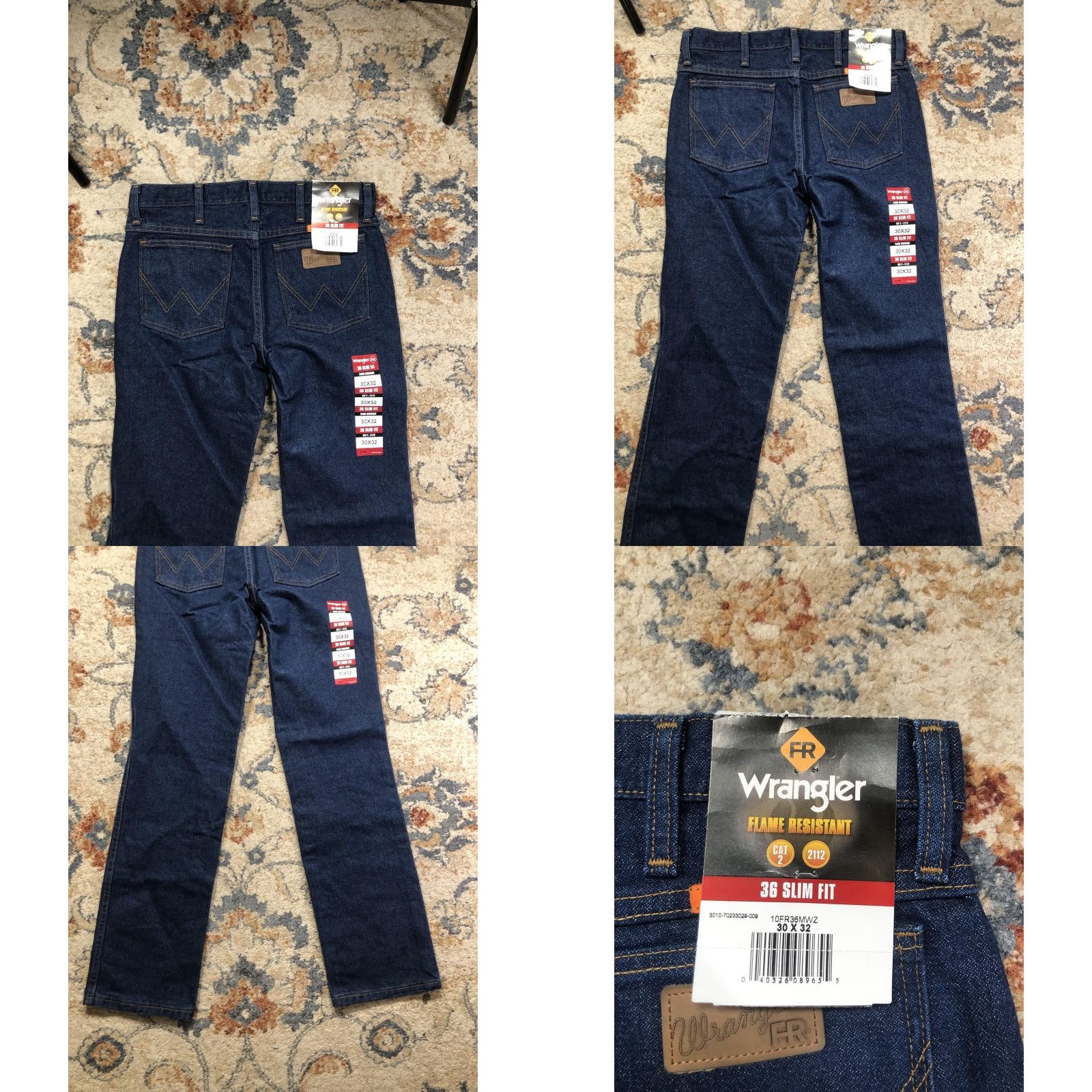 Wrangler Wrangler FR36MWZ Jeans Mens 30x32 Dark Wash Slim Straight Flame-Resistant Denim Size US 30 / EU 46 - 8 Thumbnail