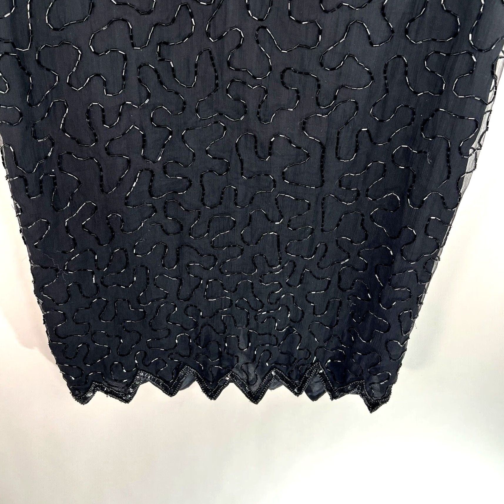 Vintage VINTAGE Brilliante by J.A. Silk Sequin Beaded Evening Dress Womens Large Black 90s Party Cocktail Chiffon Size L / US 10 / IT 46 - 5 Thumbnail