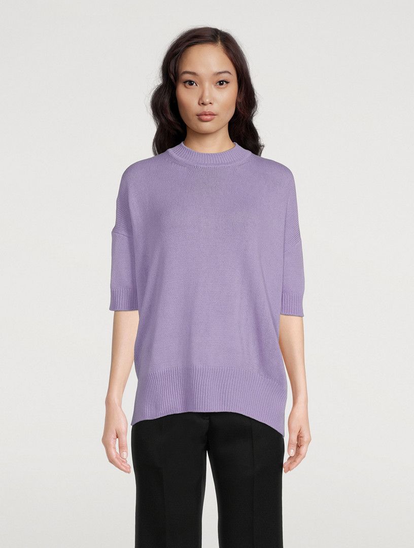Jil Sander o1y1025 Short Sleeves Cashmere Blend Sweater in Mauve Size S / US 4 / IT 40 - 2 Thumbnail