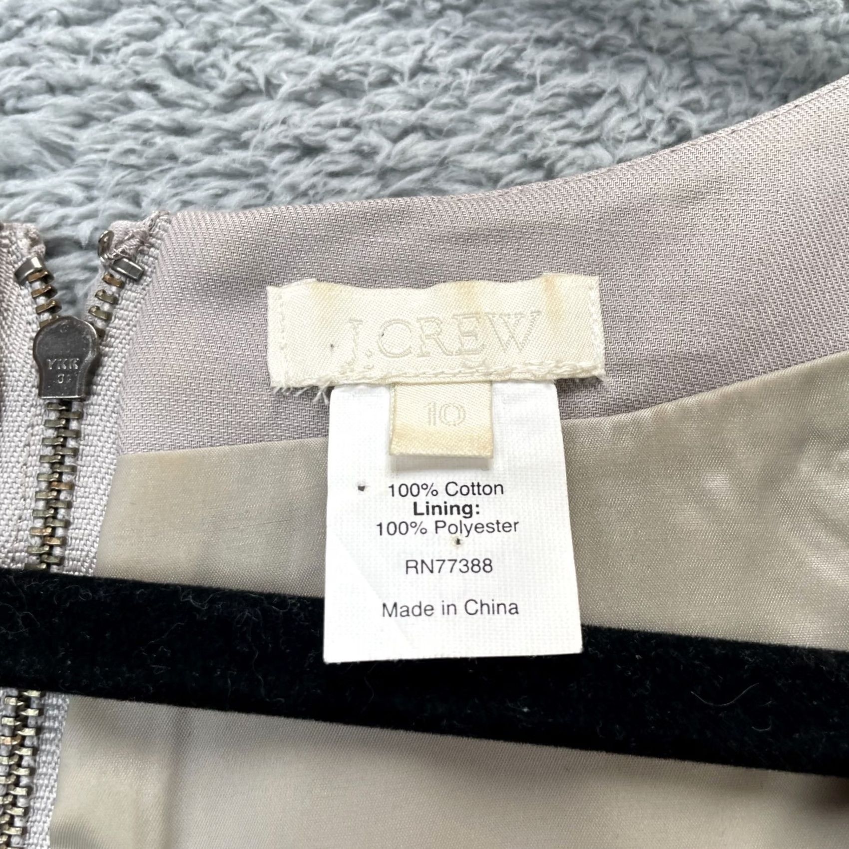 J.Crew J.CREW Dress Womens 10 Beige Shift Cotton Lined Sleeveless Scoop Neck Zip Size L / US 10 / IT 46 - 3 Thumbnail