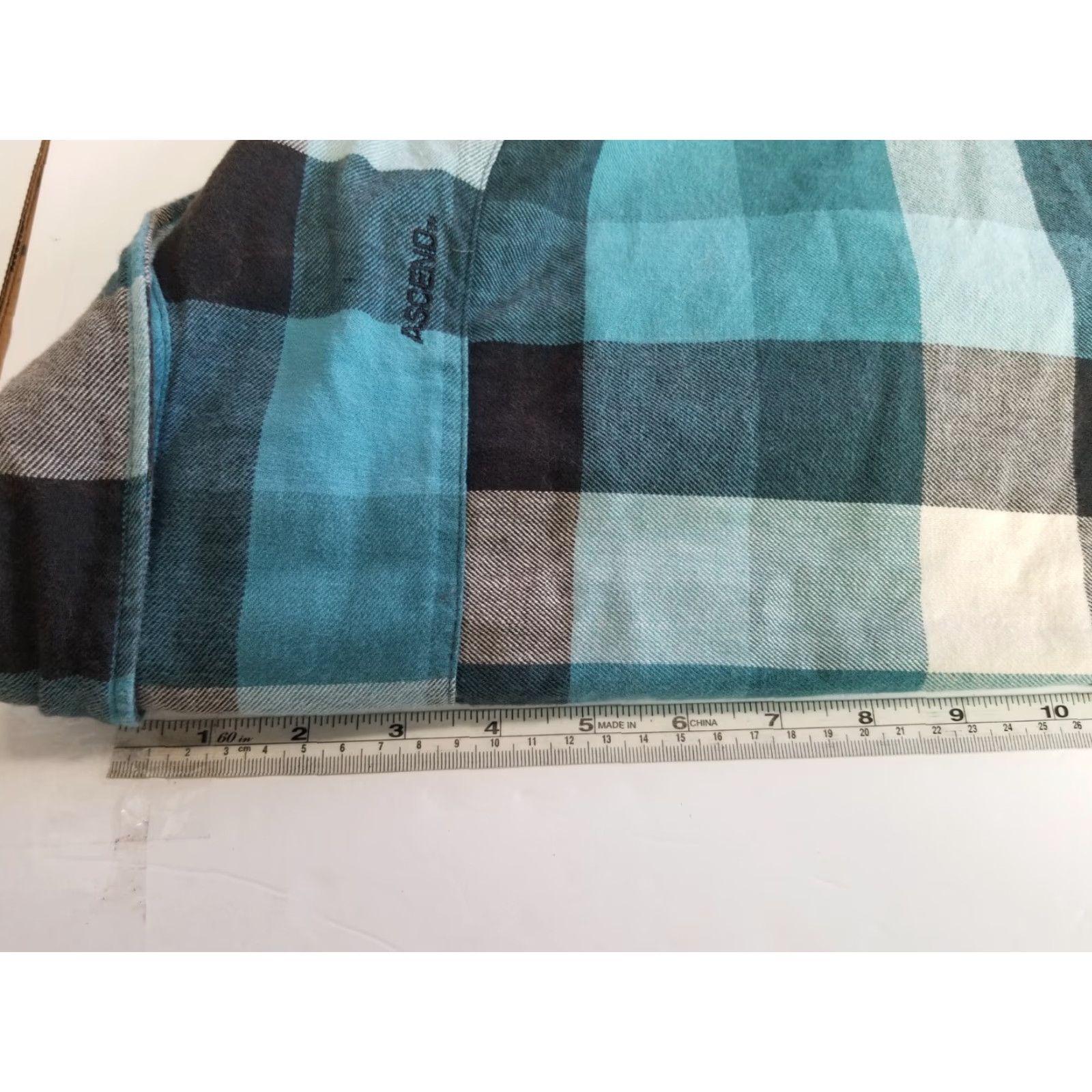 ASCENO Ascend Flannel Shirt Mens Large Blue Plaid Logo Button Up Long Sleeve Size US L / EU 52-54 / 3 - 5 Thumbnail