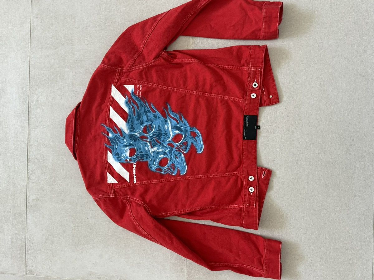 Off-White Off-White Red Denim Jacket Blue Skull Graphic Back Size US S / EU 44-46 / 1 - 2 Thumbnail