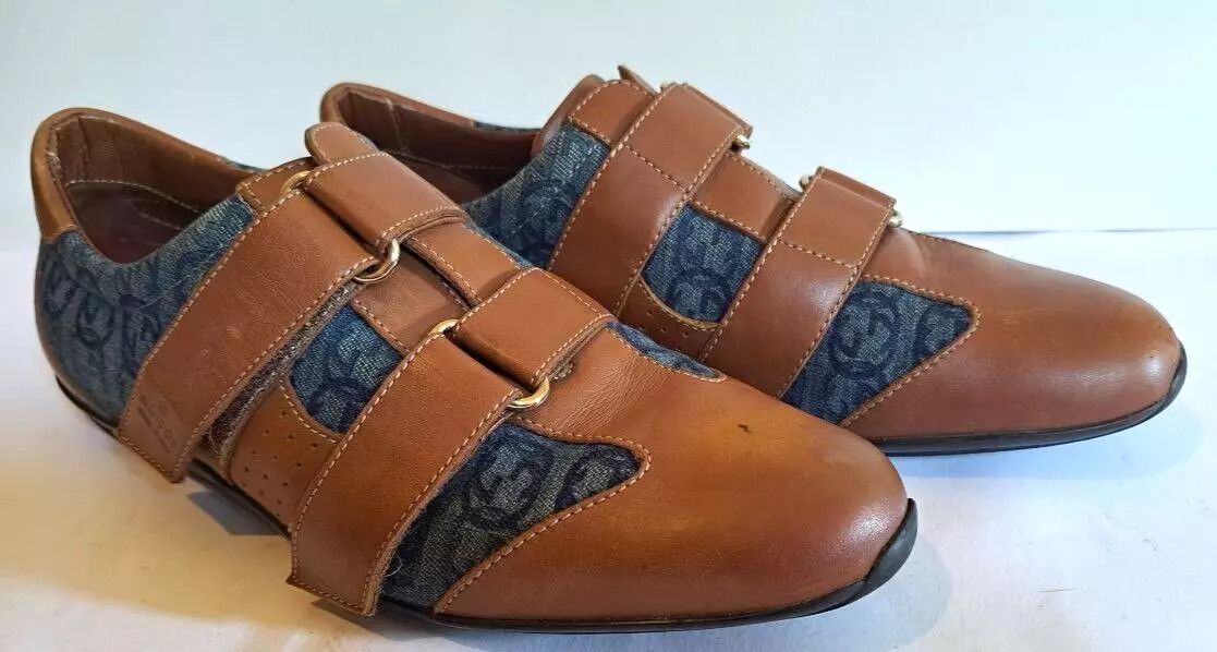 Gucci sneackers Denim Leather Double Strap