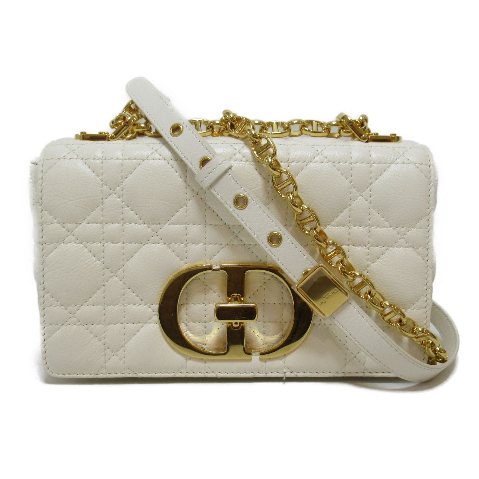 image of Dior Chain Shoulder Bag Leather White, Women's