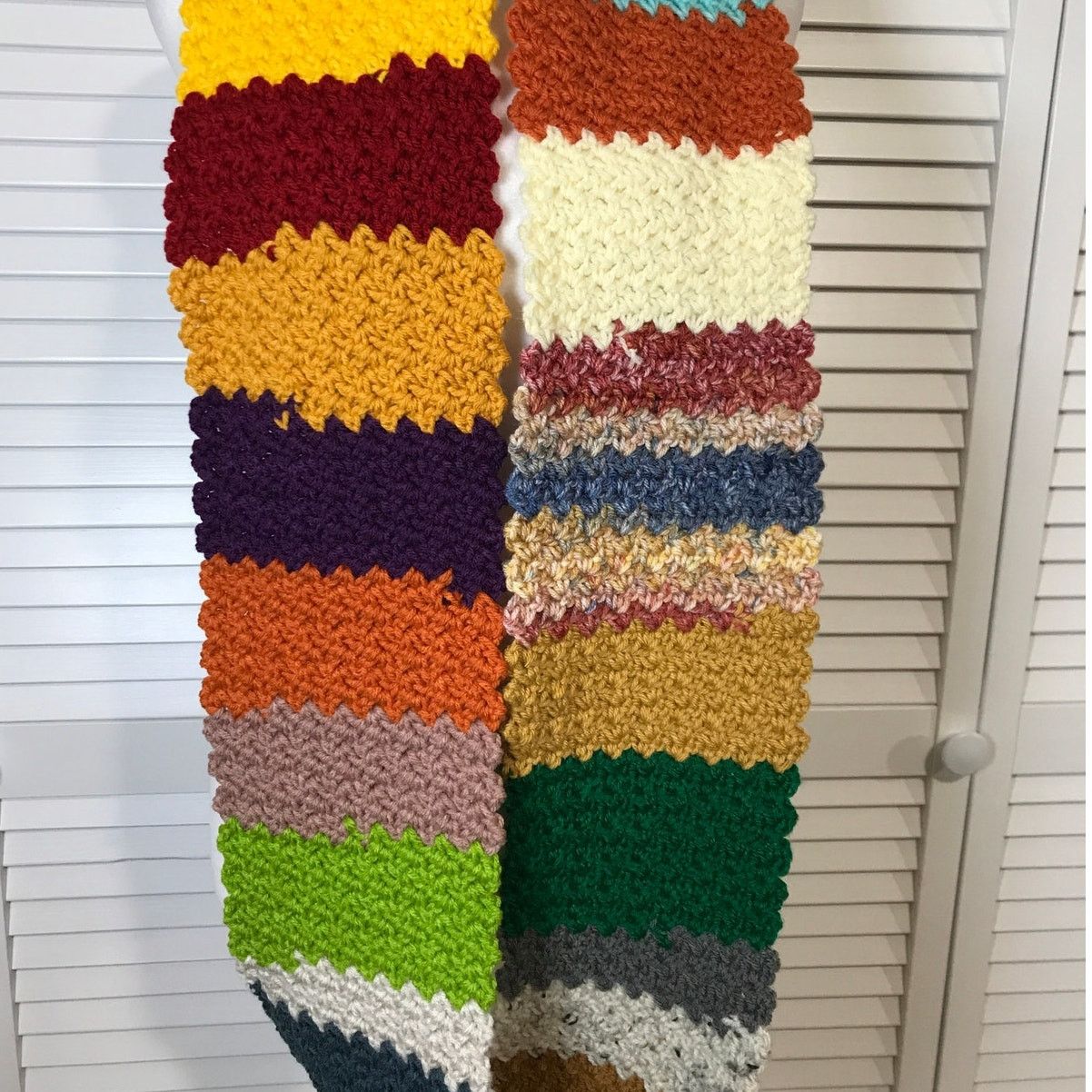 Handmade NWT Handmade Crocheted Beige Patchwork Beanie & Scarf 66” Size ONE SIZE - 3 Thumbnail
