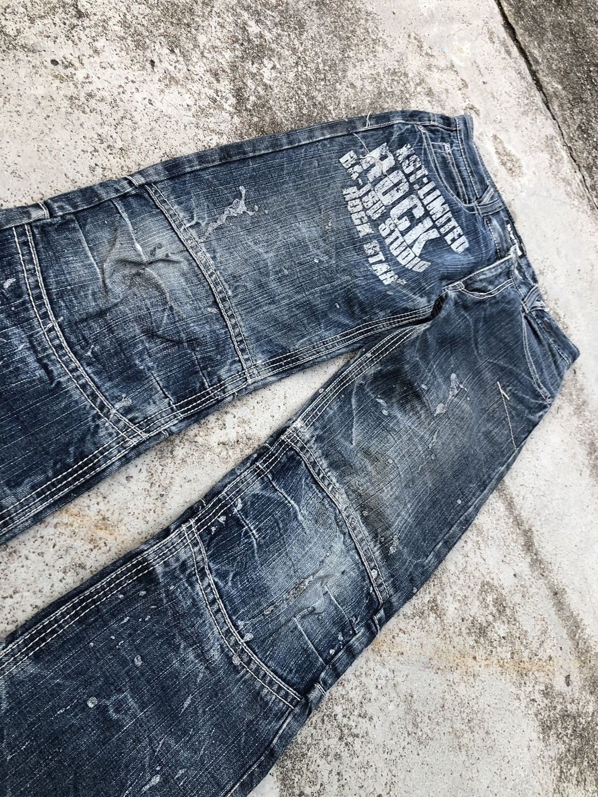 Japanese Brand BATSU STUDIO PAINTED DENIM Size US 28 / EU 44 - 2 Thumbnail