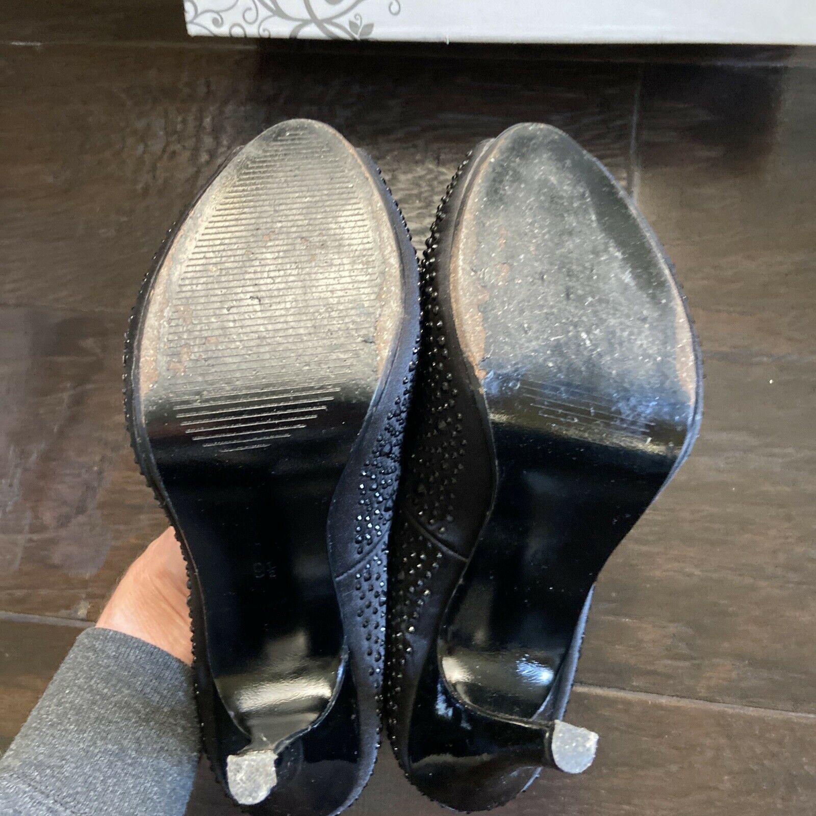 Other Lulu Townsend Black Satin Rhinestone Peep Toe Heels Size 9.5 Size US 9.5 / IT 39.5 - 8 Thumbnail