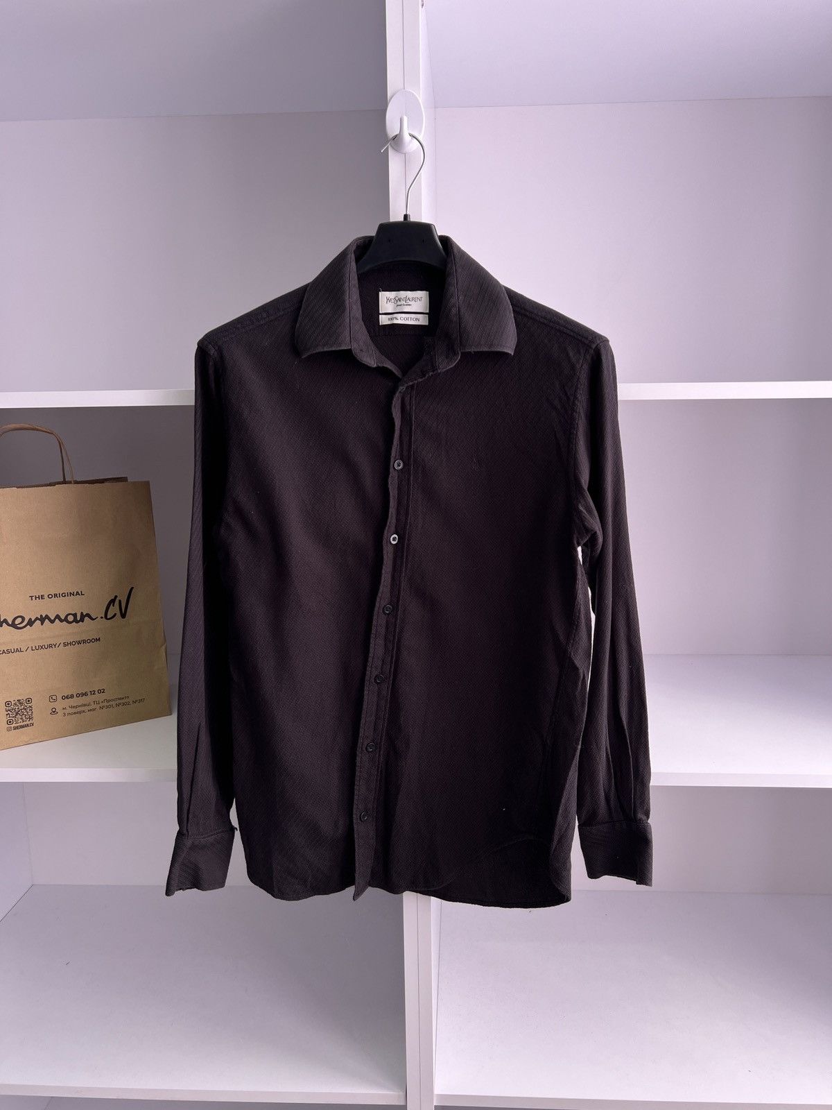 Vintage × Yves Saint Laurent Vintage Yves Saint Laurent Luxury Black Button up Shirt Size US S / EU 44-46 / 1 - 4 Thumbnail