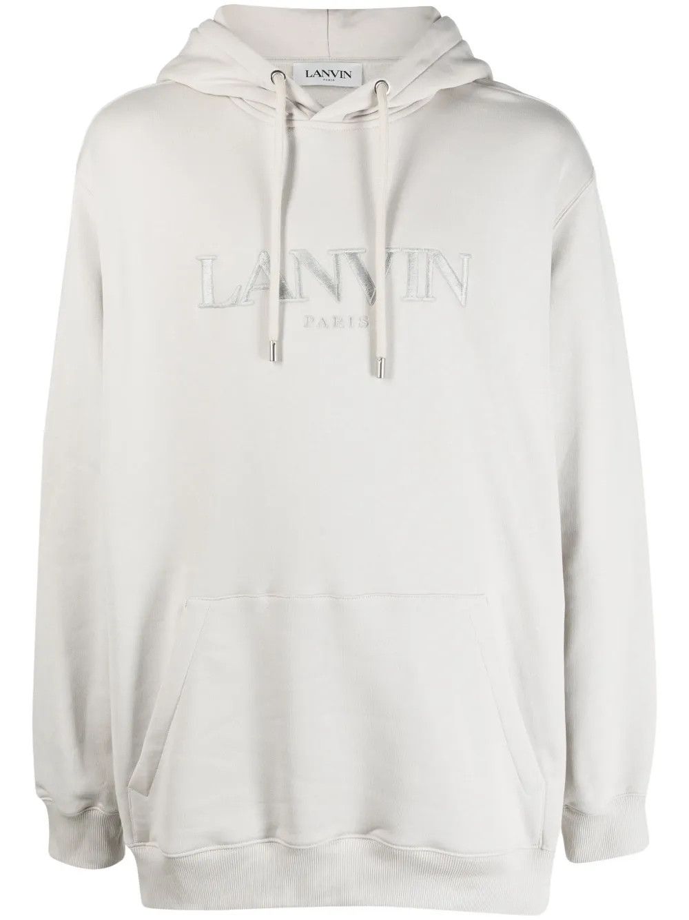Lanvin oc11z0426 Logo Embroidered Fleece Hoodie in Light Grey Size US S / EU 44-46 / 1 - 1 Thumbnail