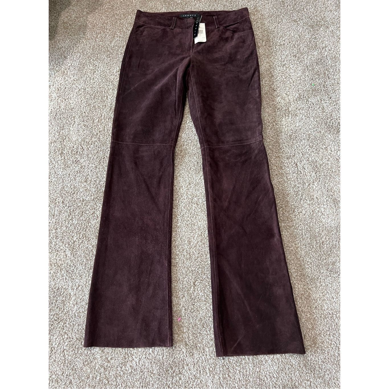 Theory Theory NWT Pants Women's Merlot Suede Leather Fully Lined Bo Size 27" / US 4 / IT 40 - 6 Thumbnail