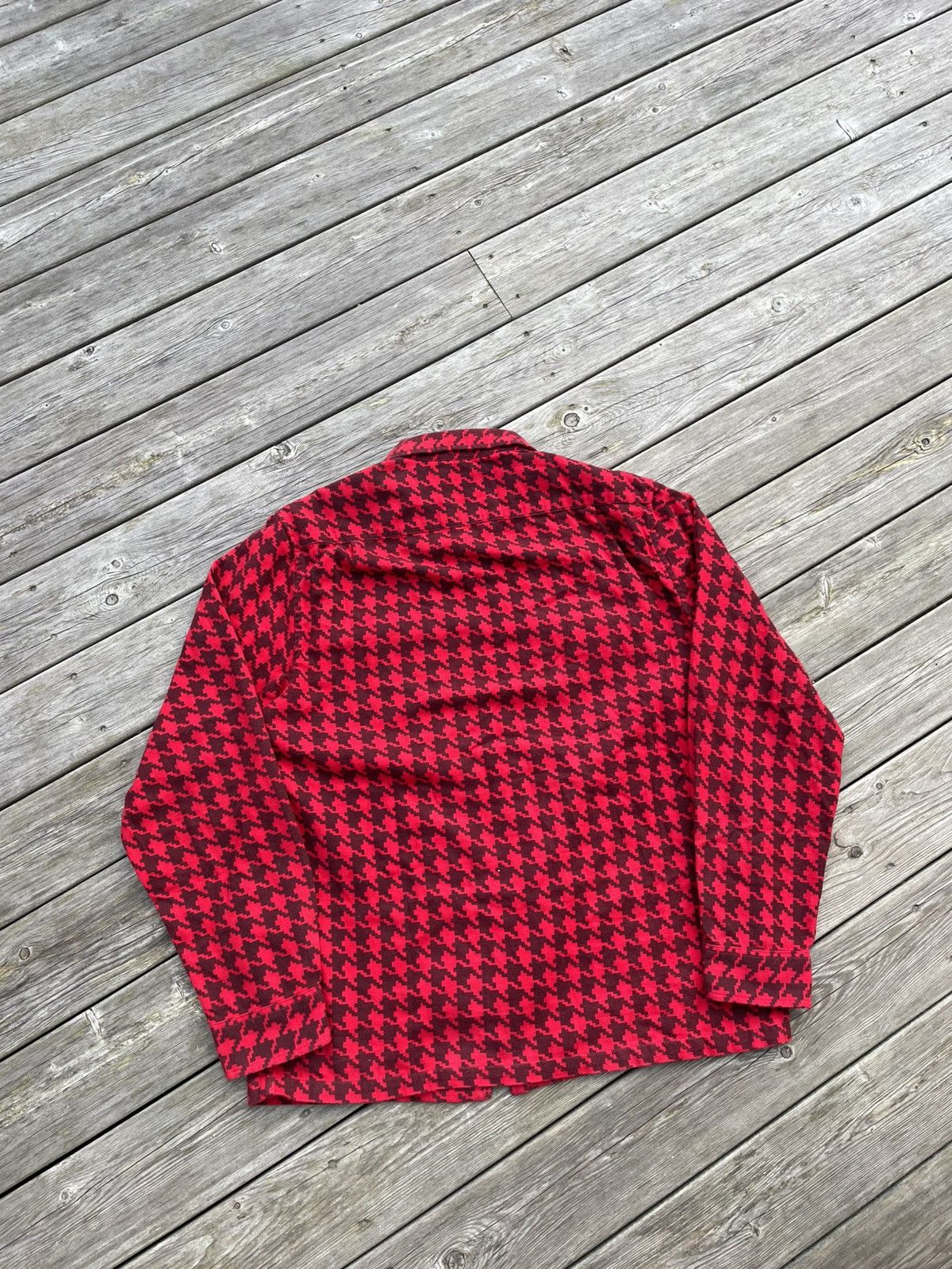 Supreme Supreme Houndstooth Flannel Zip Up Shirt FW18 Red Size Large Size US L / EU 52-54 / 3 - 10 Thumbnail