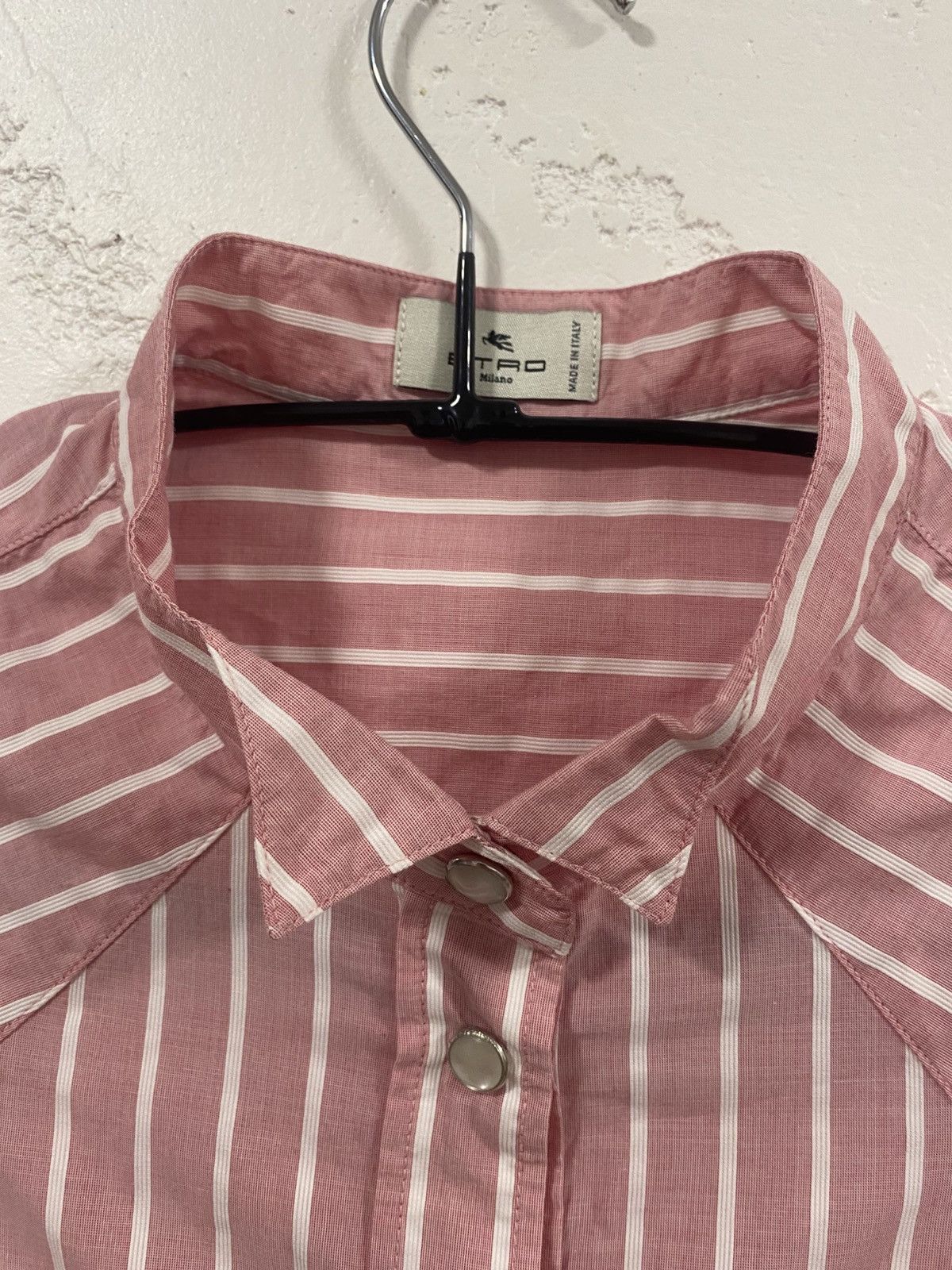 Etro Etro Pink Button Shirt White Stripes Western Style Size: 44 Size M / US 6-8 / IT 42-44 - 5 Thumbnail