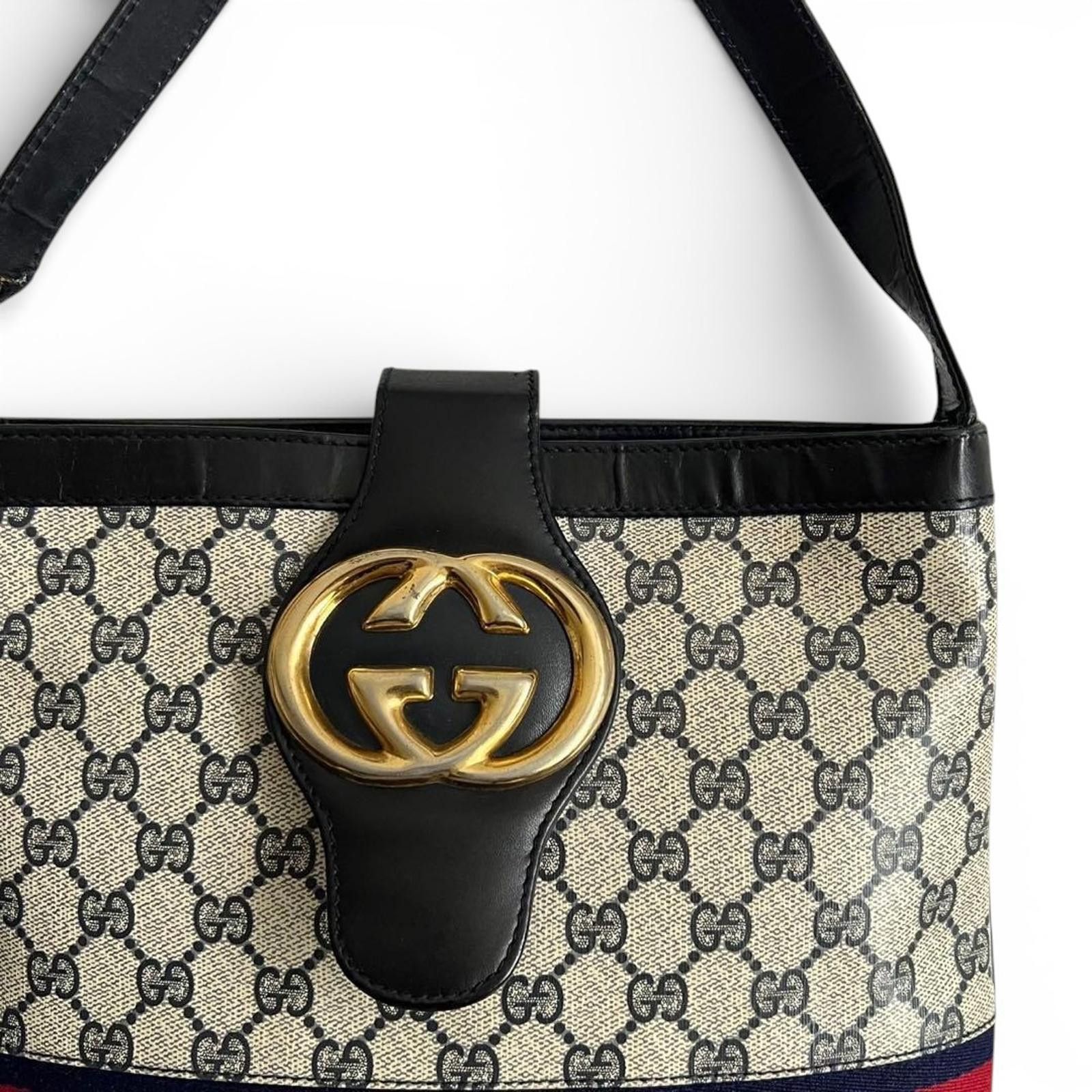 Gucci Gucci - Vintage GG Canvas Shoulder Bag Leather Trim Size ONE SIZE - 3 Thumbnail
