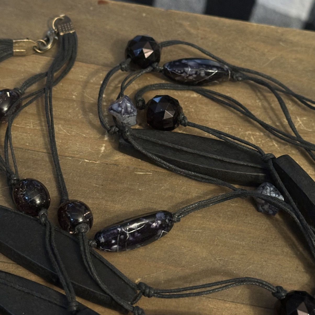 Other Long multi strand chunky station black bead cord necklace Size ONE SIZE - 4 Thumbnail