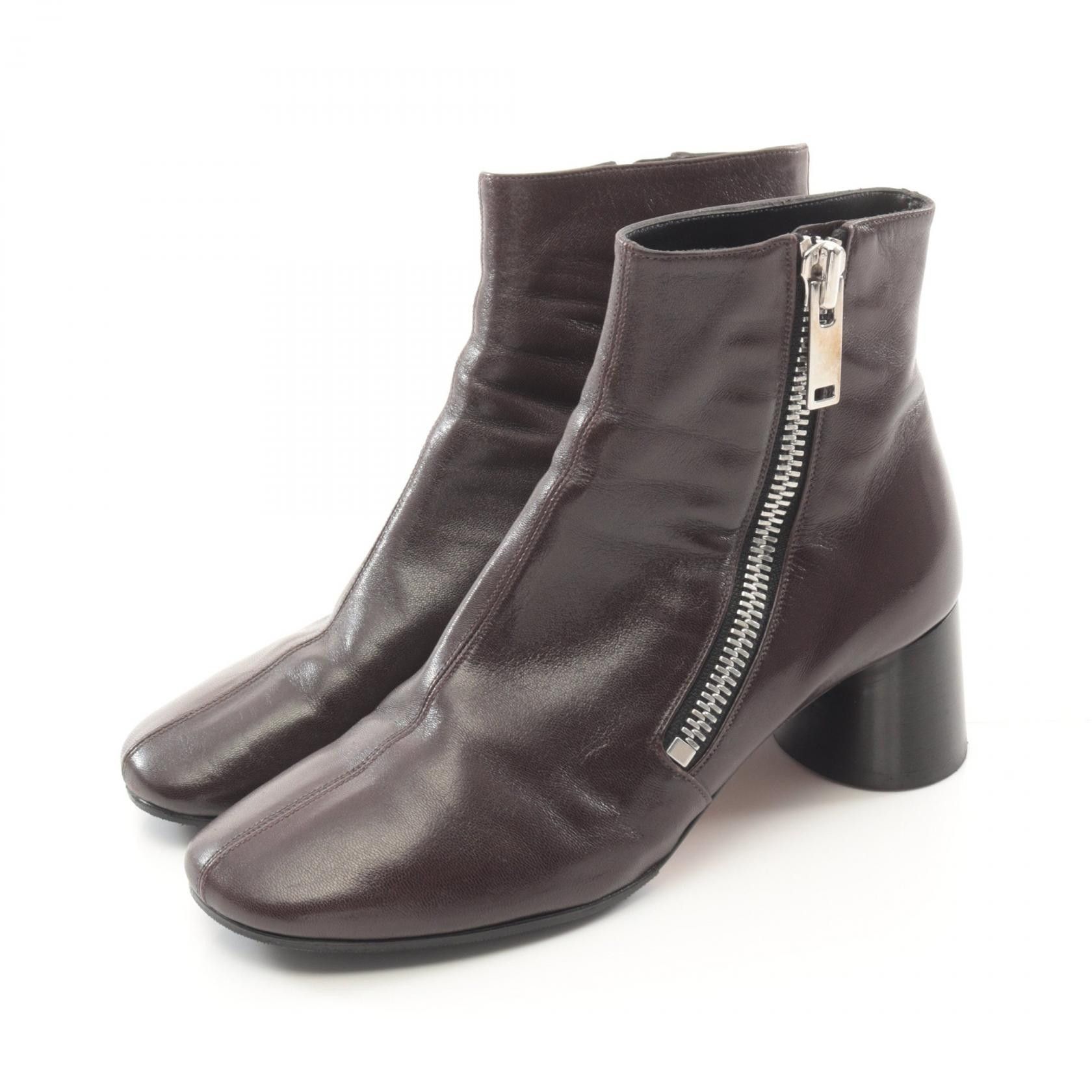 Celine Celine Official Name Leather Boots Leather Shoes in Brown, Women's