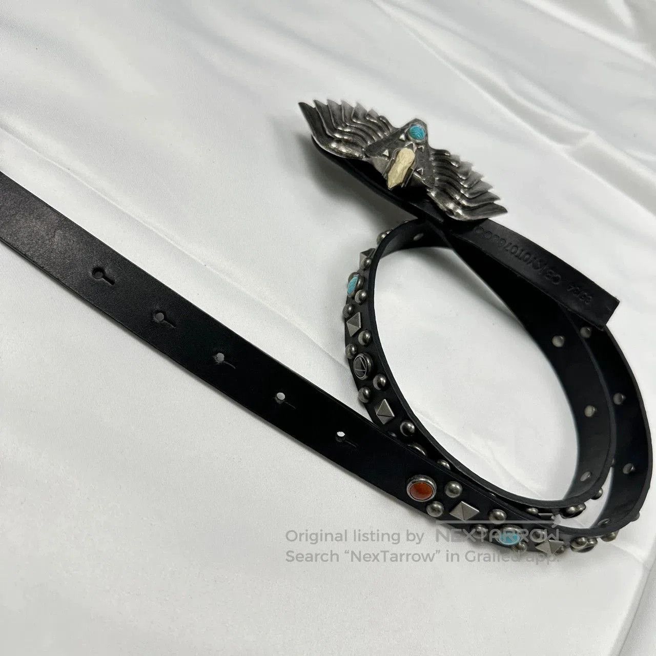 Vintage handmade eagle belt with turquoise accents. Size ONE SIZE - 6 Thumbnail