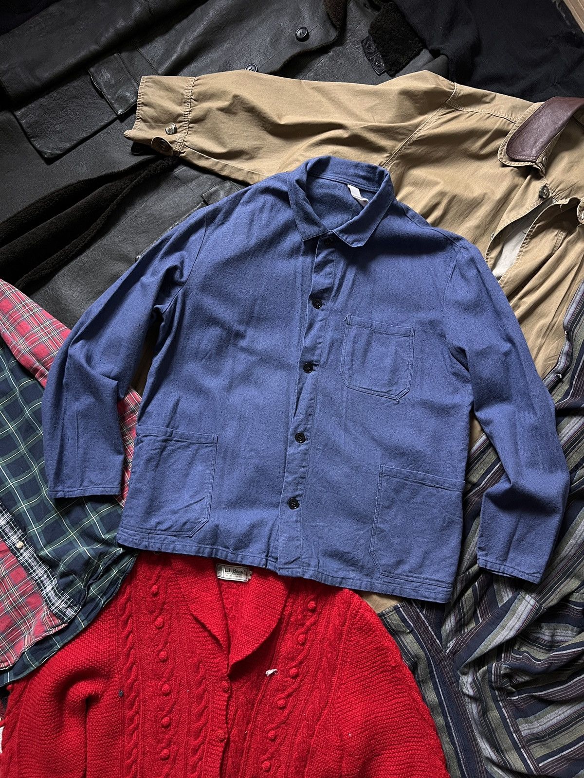 Le Laboureur Vintage 50s Laboureur Chore Light Jacket Workwear Shirt Size US L / EU 52-54 / 3 - 1 Thumbnail