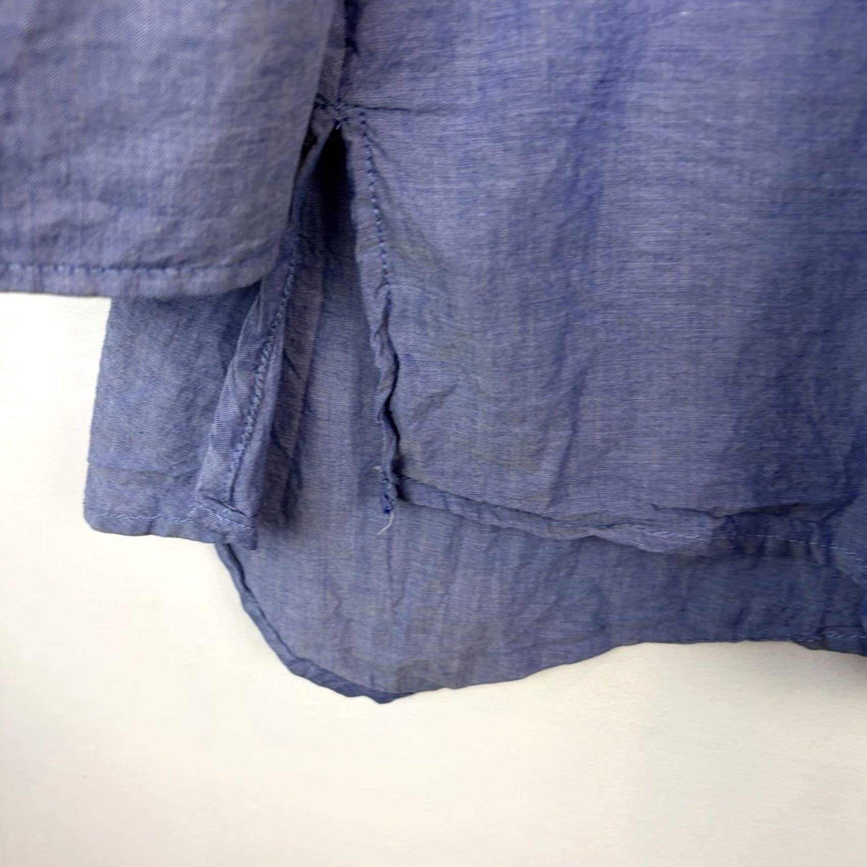 Vintage Preppy Blue Cotton Ruffle Poet Button Top Lagenlook Pirate Womens 18 Size XXL / US 16-18 / IT 52-54 - 6 Thumbnail