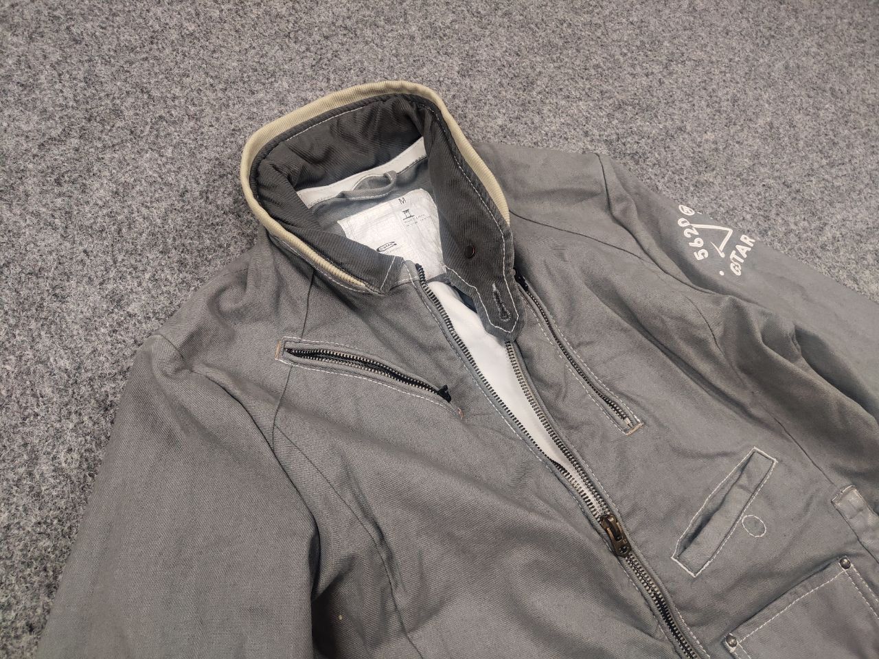 G-Star Vintage G Star Raw Gunner Zip Waxed Gray Cotton Biker Jacket Size M / US 6-8 / IT 42-44 - 6 Thumbnail