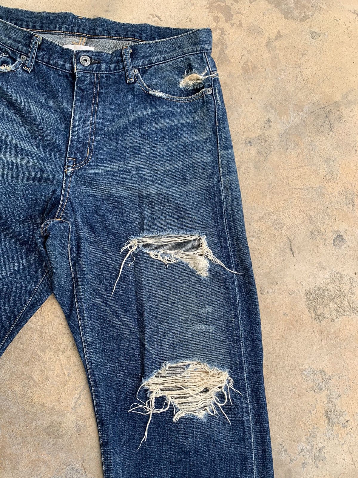 If Six Was Nine × Jean × WHIZ LIMITED Whiz Limited Japan Ripped Selvedge Distressed Denim Size US 35 - 11 Thumbnail