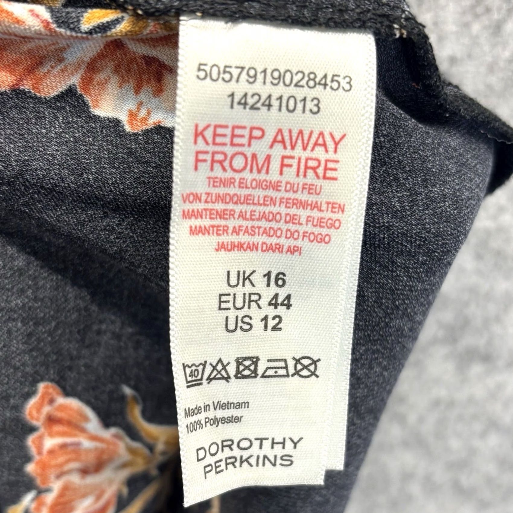 Vintage Dorothy Perkins Trousers Women Floral Print Black/Multi 16 BNWT Casual Party/Cocktail Travel Regular Front Flat Drawstring Size 38" / US 16 / IT 52 - 8 Thumbnail