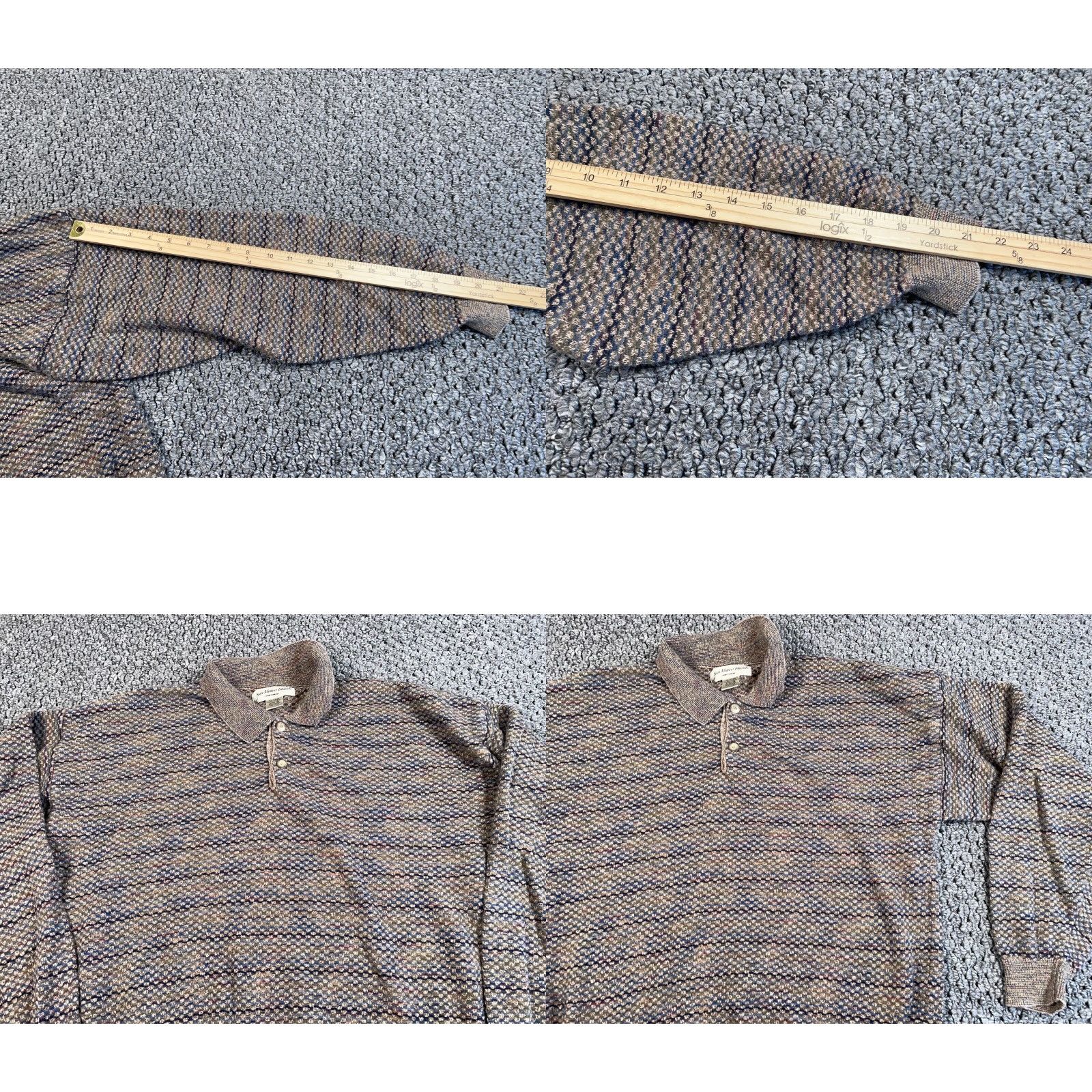 Vintage VINTAGE Sweater Collared Textured Striped Knit San Mateo Tag XL Beige Men 90s Retro Mens Size US XL / EU 56 / 4 - 8 Thumbnail