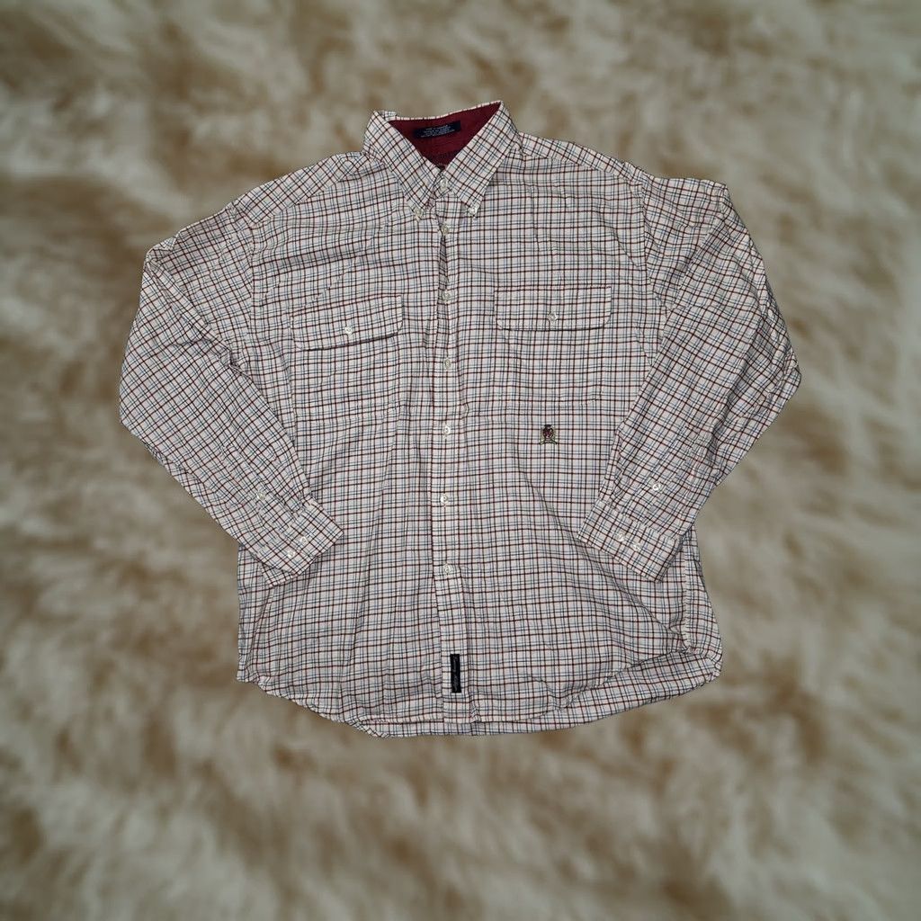 Tommy Hilfiger Tommy Hilfiger Shirt Mens XL White Plaid Button-Up Long Sleeve Crest Logo Size US XL / EU 56 / 4 - 1 Thumbnail