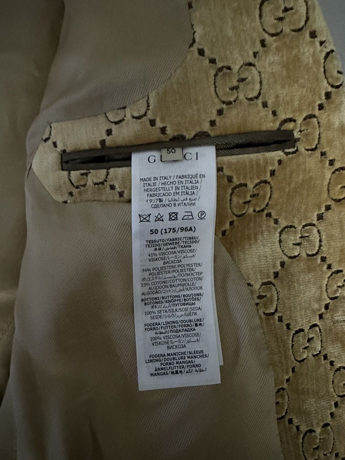 Gucci Aria GG Velvet Jacket Size 50R - 10 Thumbnail