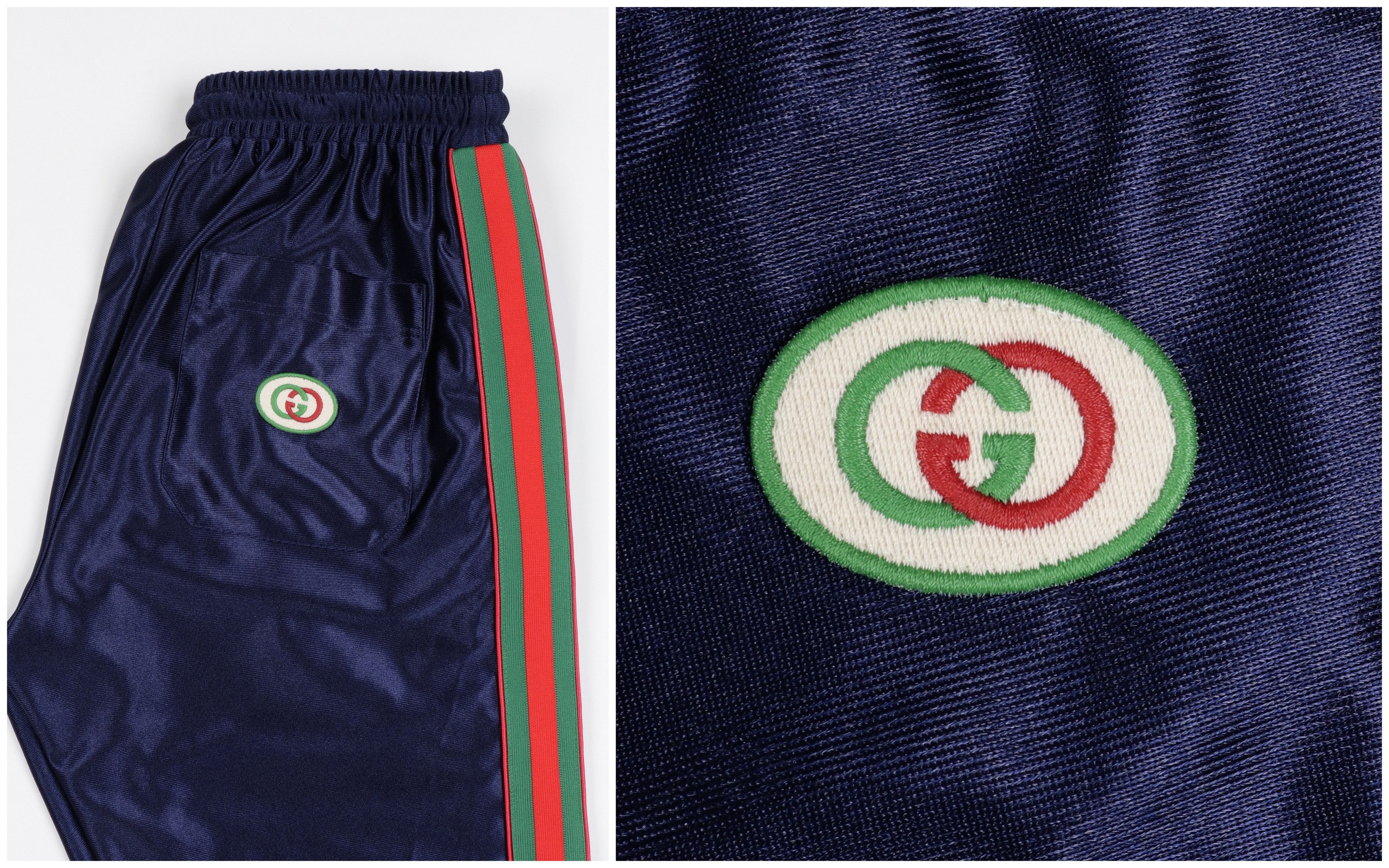 Gucci Gucci Size S Navy Blue Shiny Jersey Sweatpants Web GG Logo Size US 30 / EU 46 - 4 Thumbnail