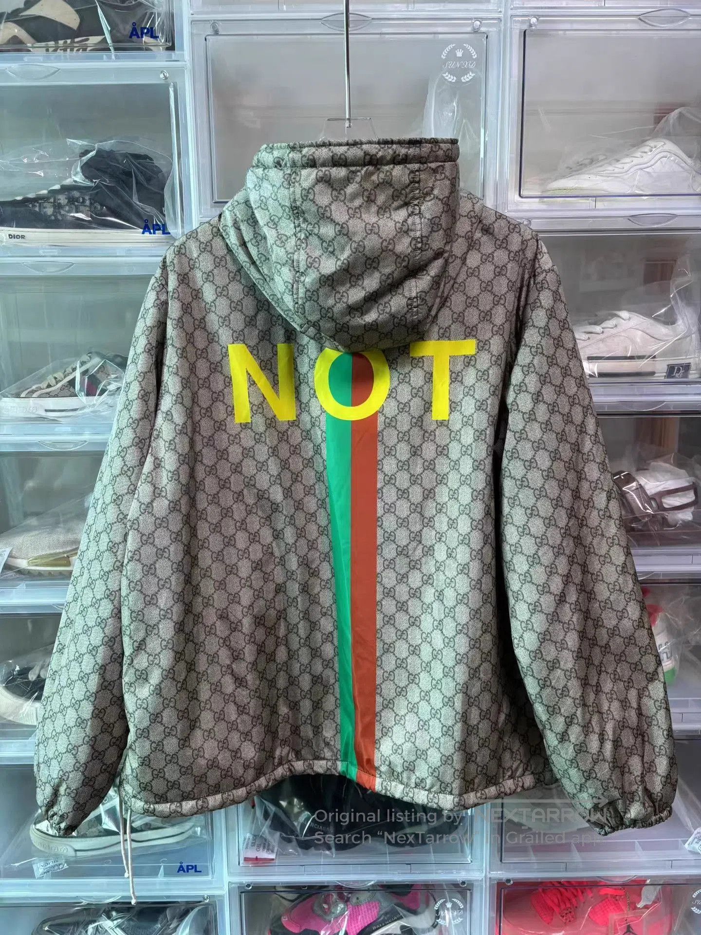 Gucci Beige Patterned Hooded Jacket with Contrast Zip. Size US M / EU 48-50 / 2 - 2 Thumbnail