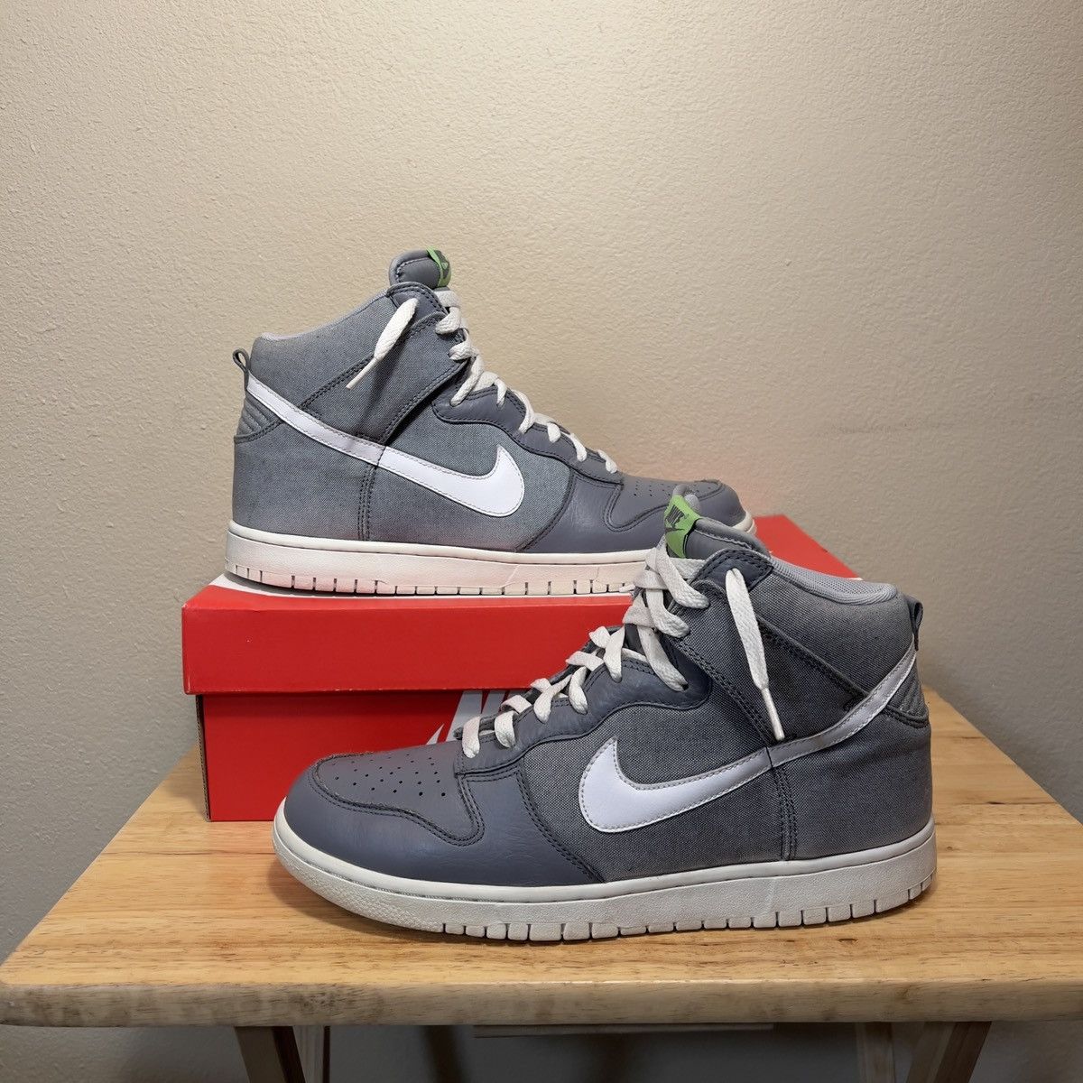 image of Vintage Nike Dunk High Wolf Grey Shoes, Men's (Size 10)