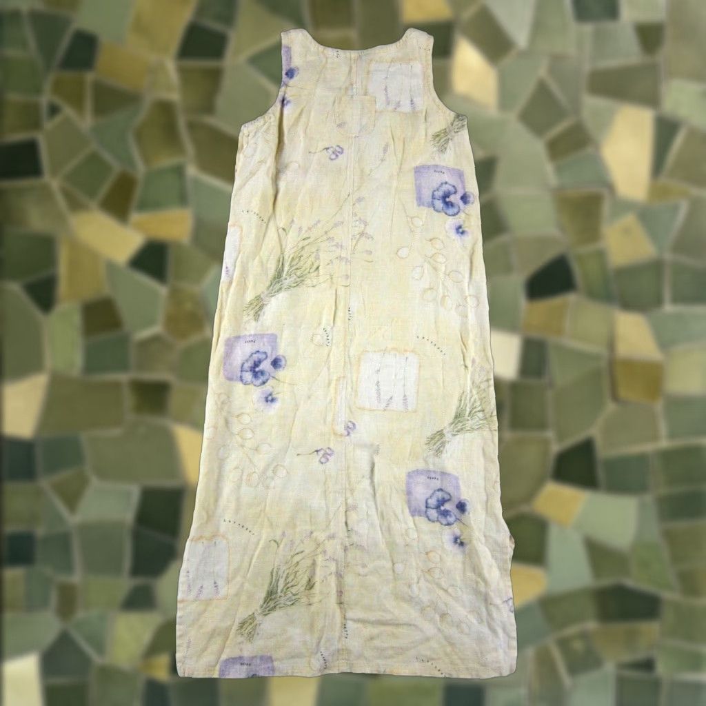 Vintage VINTAGE Sweet Jessie Maxi Dress Tank Dress S-M Women Yellow Floral Linen Long Size S / US 4 / IT 40 - 1 Thumbnail
