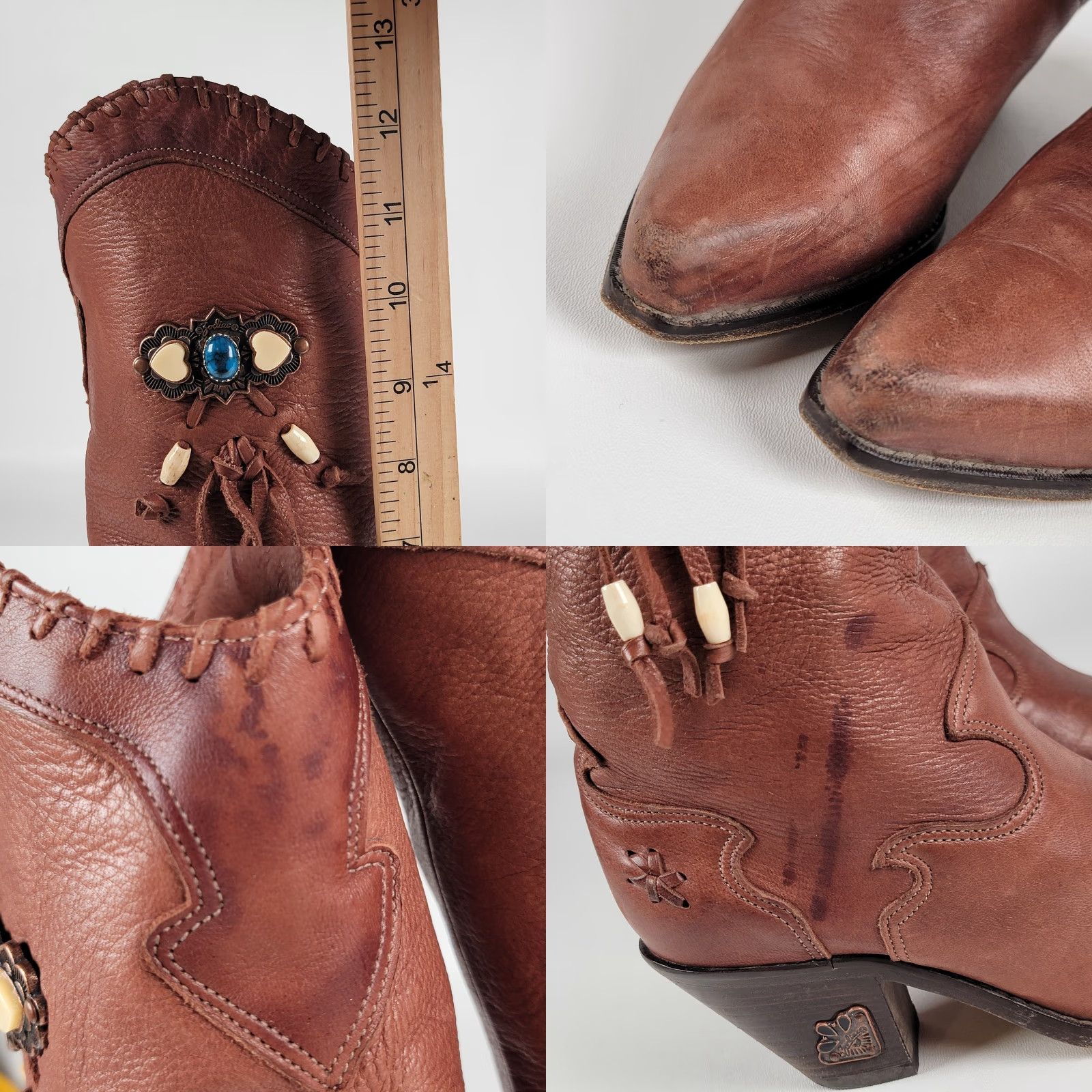 Vintage ZODIAC Women's Brown Boots Size 6 M Boots Western Mid-Calf Leather Lined Block Heel Casual Winter Fall Spring M Womens Size US 6 / IT 36 - 9 Thumbnail