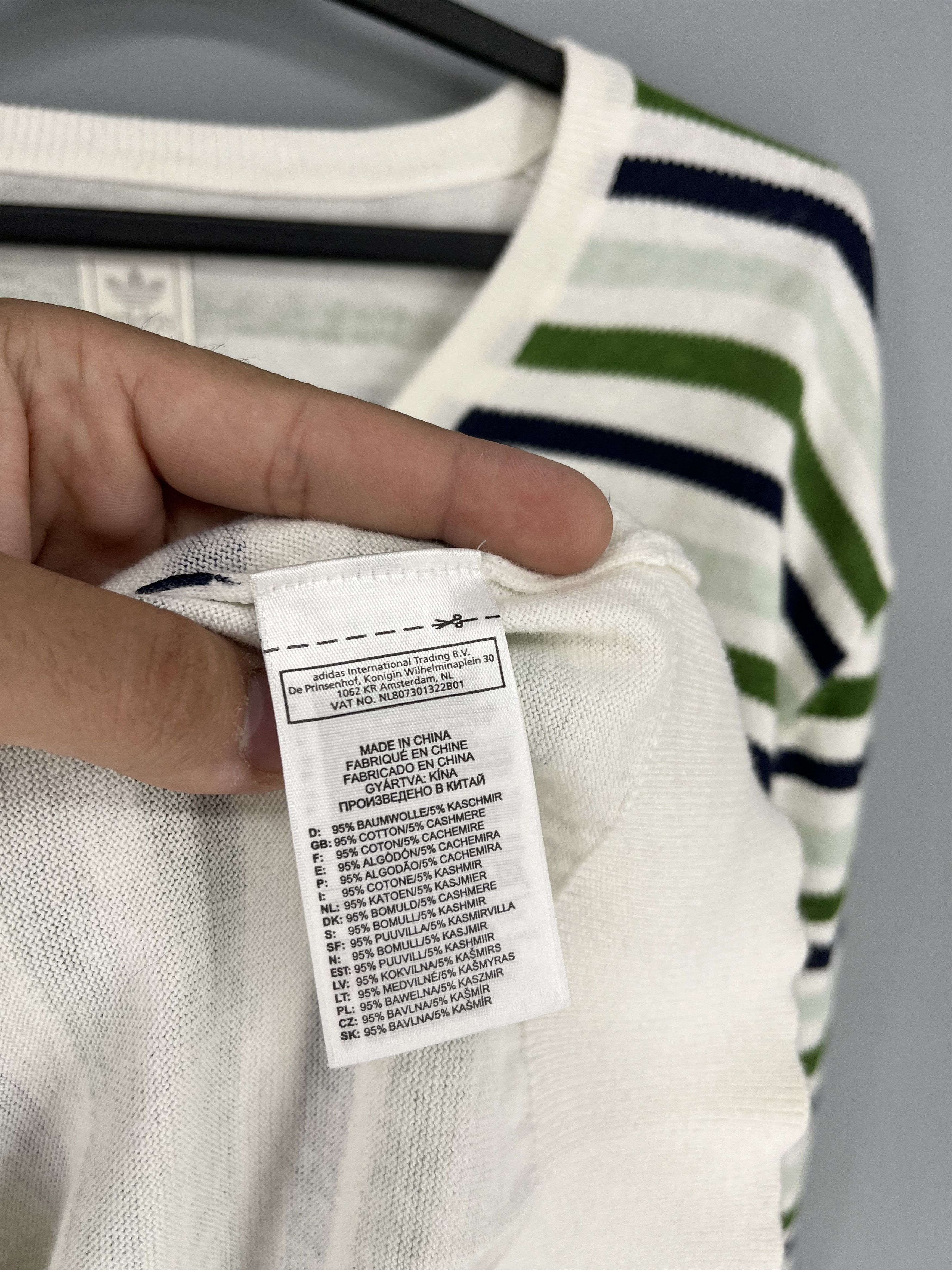 Adidas × Vintage Vintage Y2K Adidas Streetwear Style Striped V-neck Sweater Size US XL / EU 56 / 4 - 8 Thumbnail