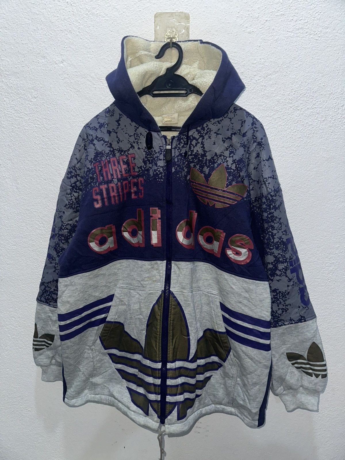 Adidas Vintage 90s Adidas Trefoil Big Logo All Over Printed Hoodie Size US XL / EU 56 / 4 - 1 Thumbnail