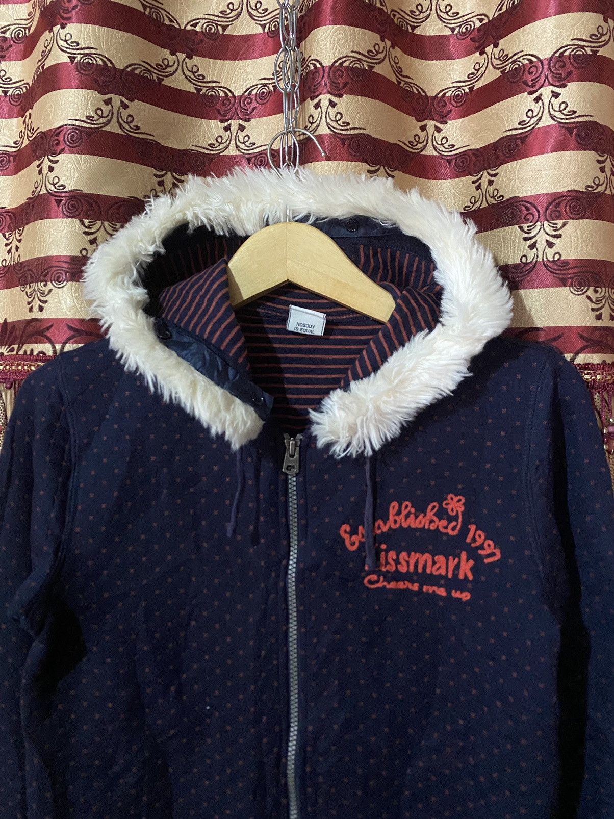 If Six Was Nine × Japanese Brand × Le Grande Bleu (L.G.B.) Japanes Kiss Mark Fur Hoodie Ifsix Lgb Style Size US M / EU 48-50 / 2 - 3 Thumbnail