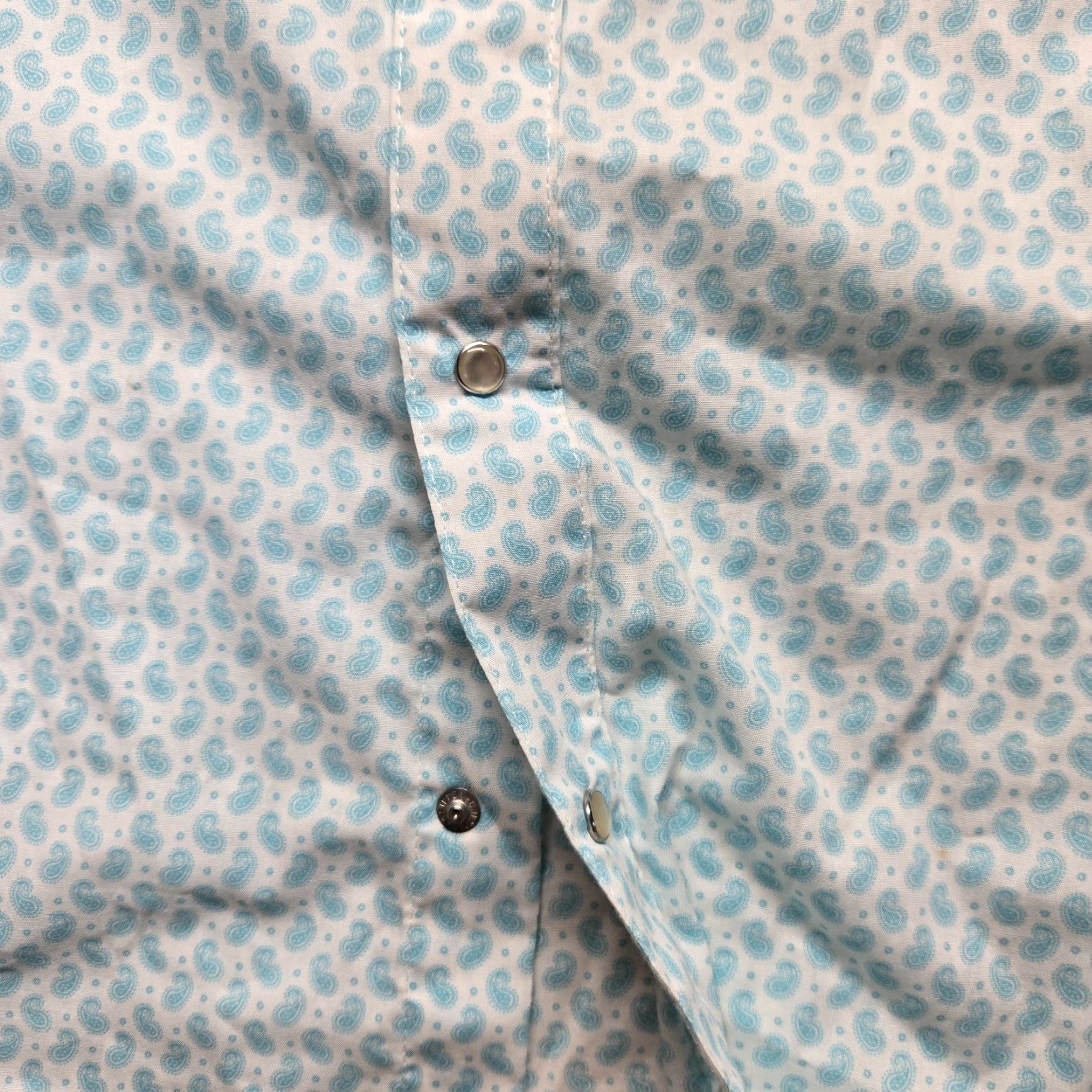 Wrangler Wrangler Wrancher Shirt Western Paisley Pearl Snap Blue Adult Men's Size 2XL Size US XXL / EU 58 / 5 - 4 Thumbnail