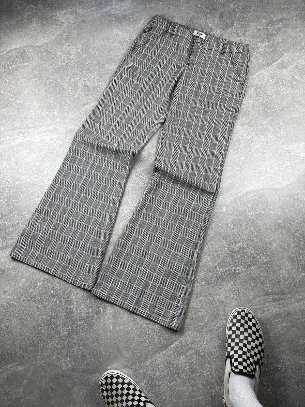Moschino × Vintage Moschino Vintage Rare Archive Flared Checkered Pants Size 34" / US 12 / IT 48 - 6 Thumbnail