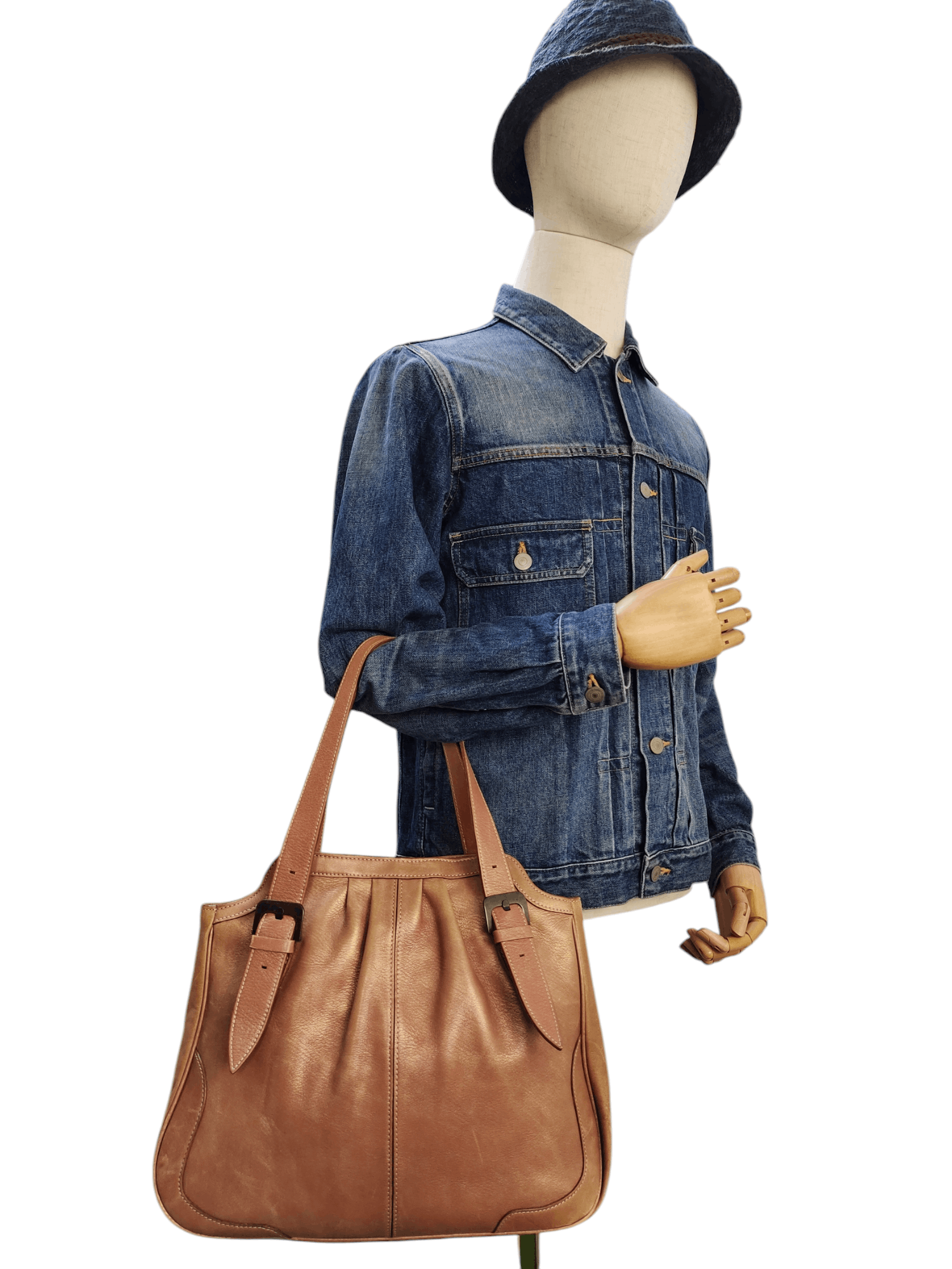 Vintage Sazaby Japan Patina Leather Shoulder Tote Bag