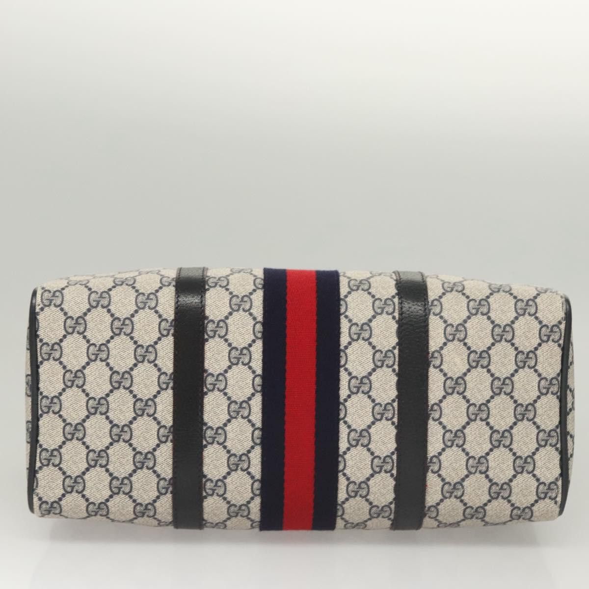 Gucci GUCCI GG Supreme Sherry Line Hand Bag Pvc Navy Gold Red 378 Size ONE SIZE - 9 Thumbnail